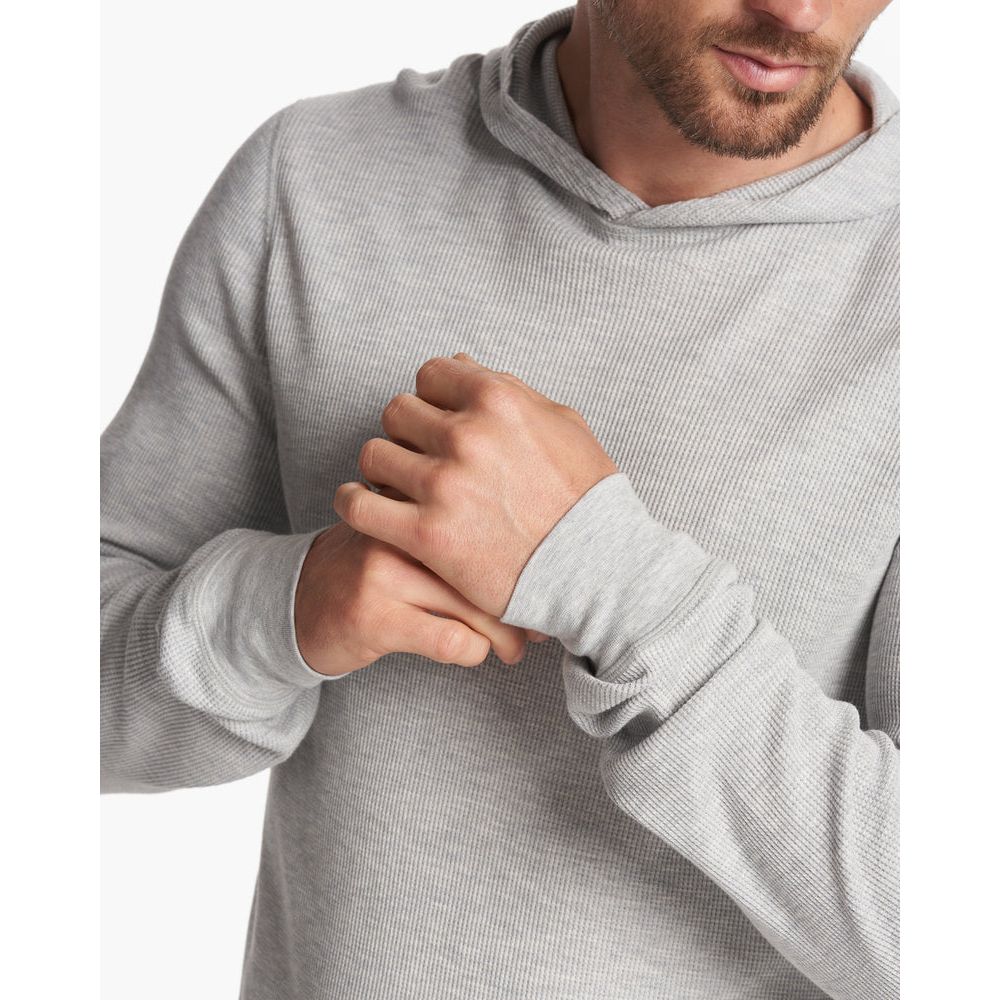 Vuori Men's Waffle Hoodie - Light Heather Grey Fleece Pullover for Casual Wear & Outdoor Activities