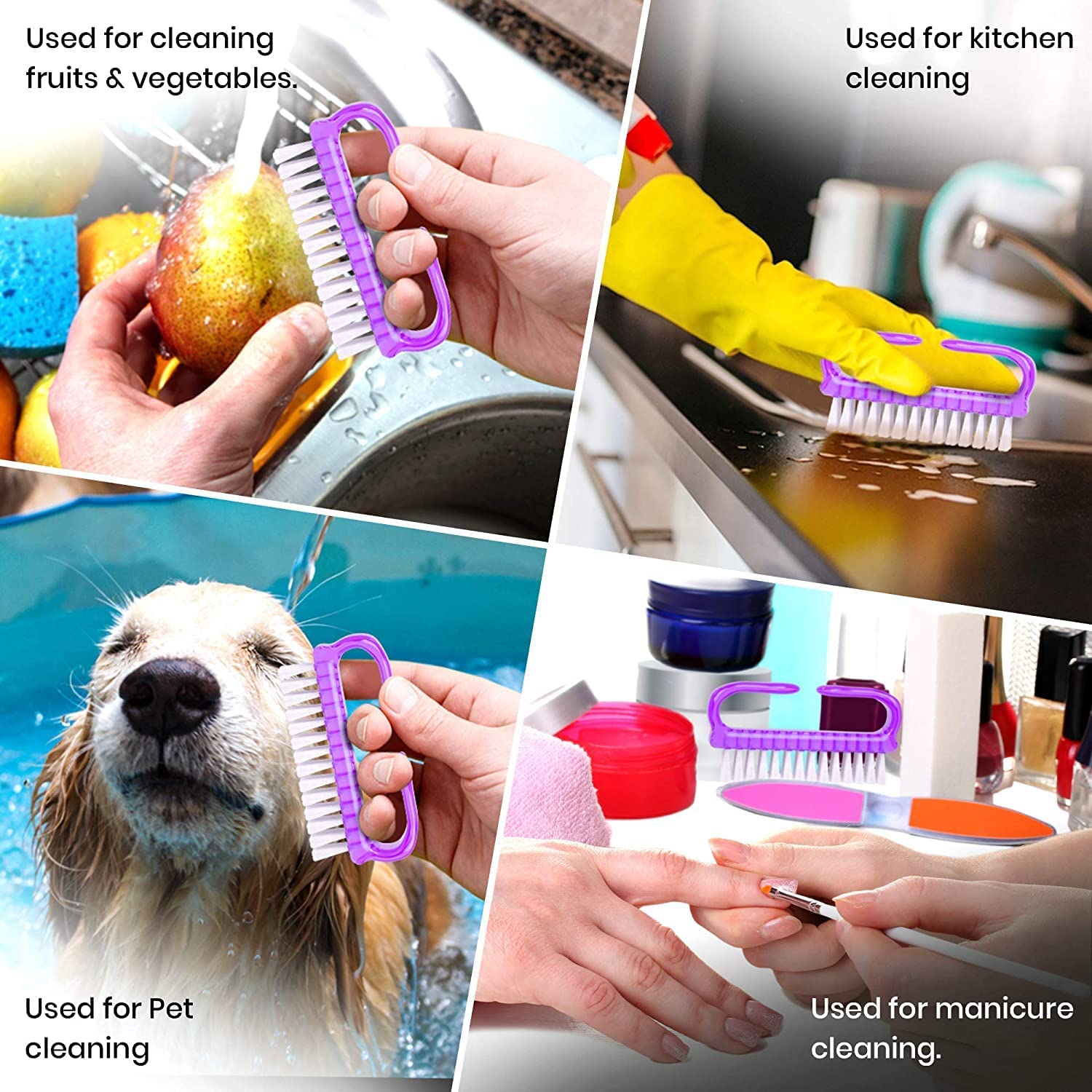 ZAUKY Professional Nail Brush & Facial Cotton Headband Set - Manicure Tools & Makeup Accessories for Women | Nail Cleaning, Face Washing, Beauty Care (Combo Pack)
