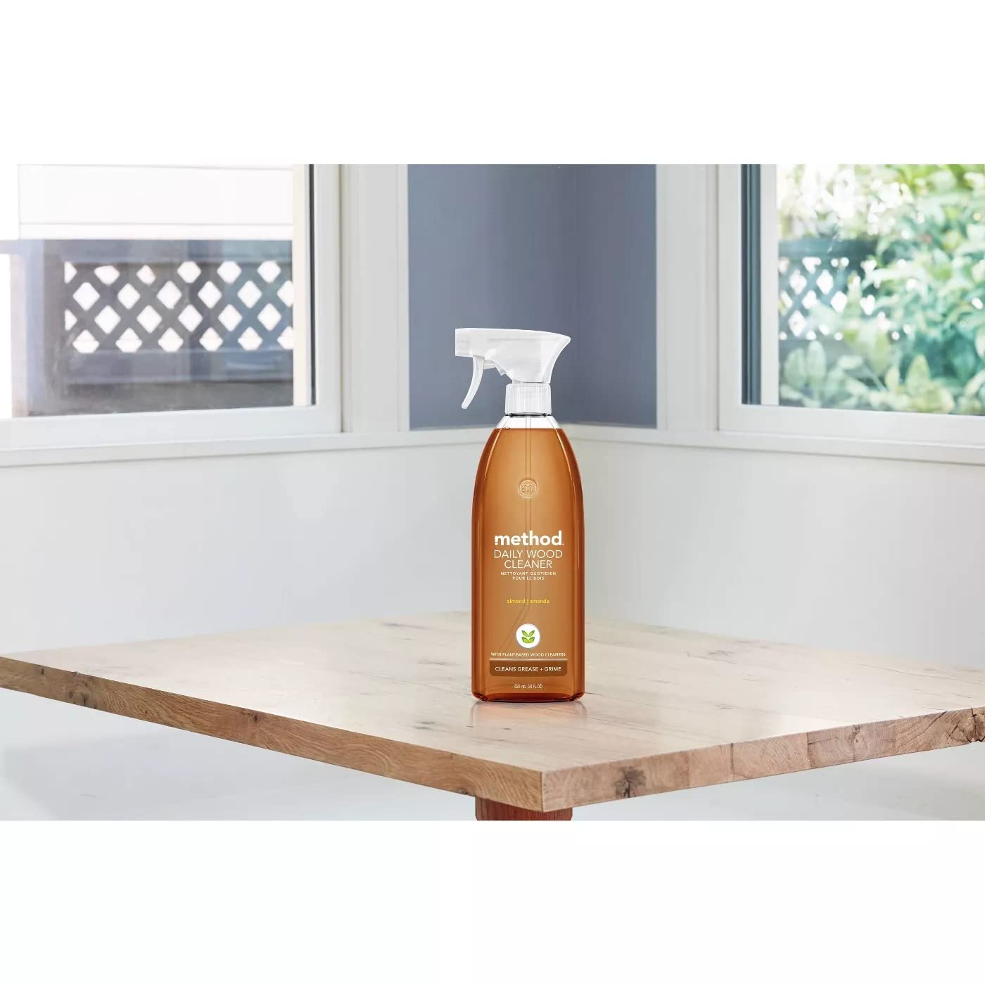 Method Almond Daily Wood Cleaner 28 Fl Oz - Natural Wood Polish & Cleaner for Furniture, Floors & Cabinets - Safe for Kitchen & Dining Room Use