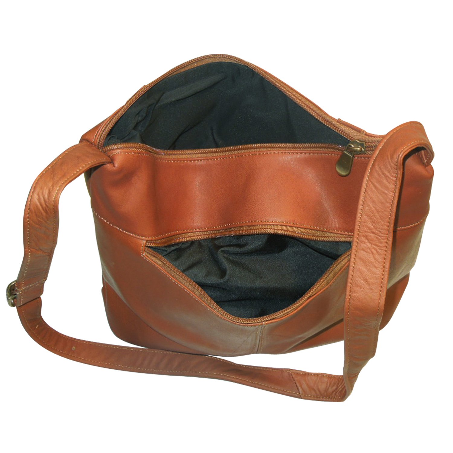 NHL Genuine Tan Leather Women's Top Zip Handbag Purse - Stylish Crossbody Bag for Work, Travel & Everyday Use