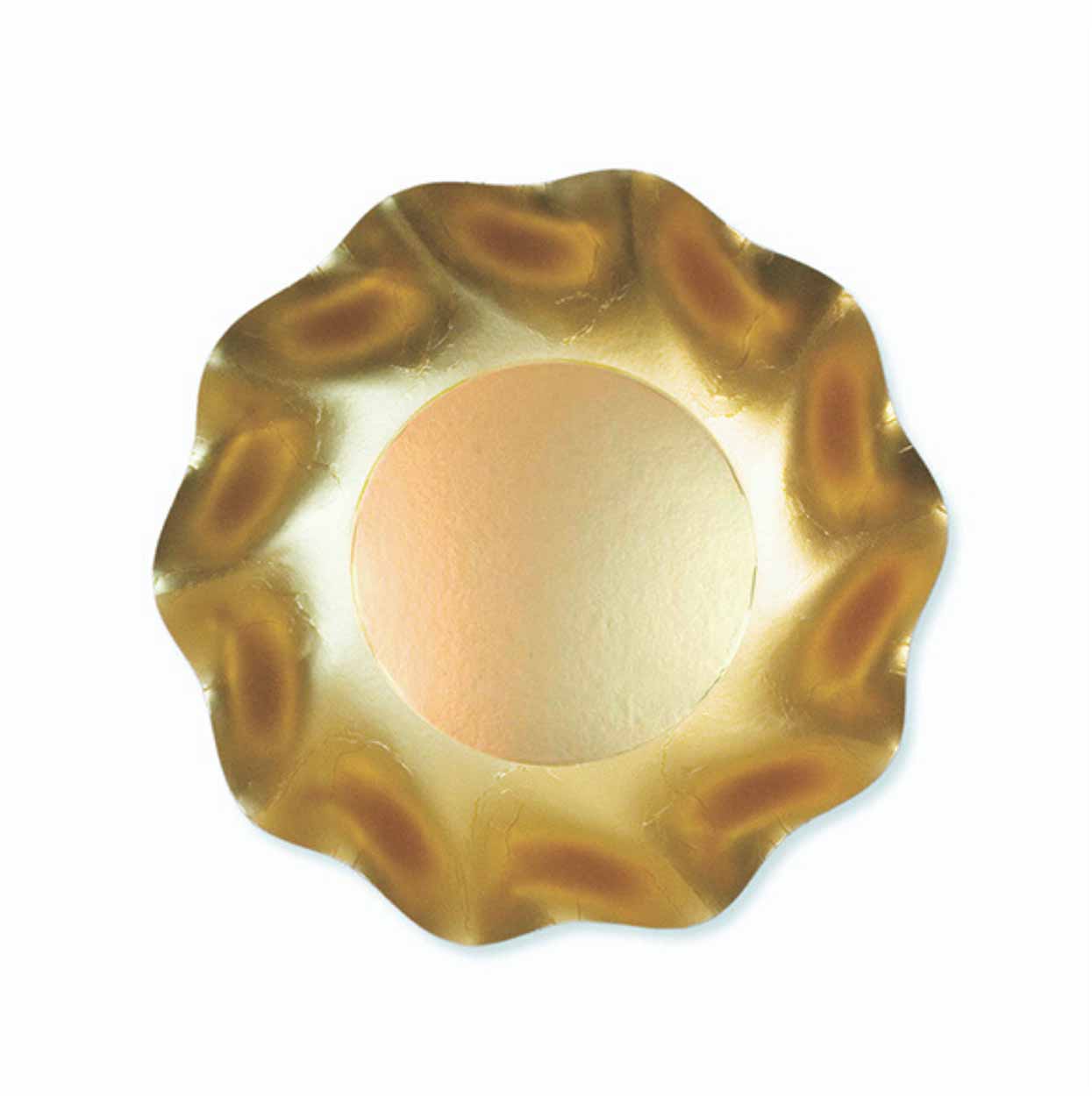 Elegant Satin Gold Wavy Paper Appetizer & Dessert Bowls - 8 Pack Set for Party, Wedding, and Holiday Entertaining