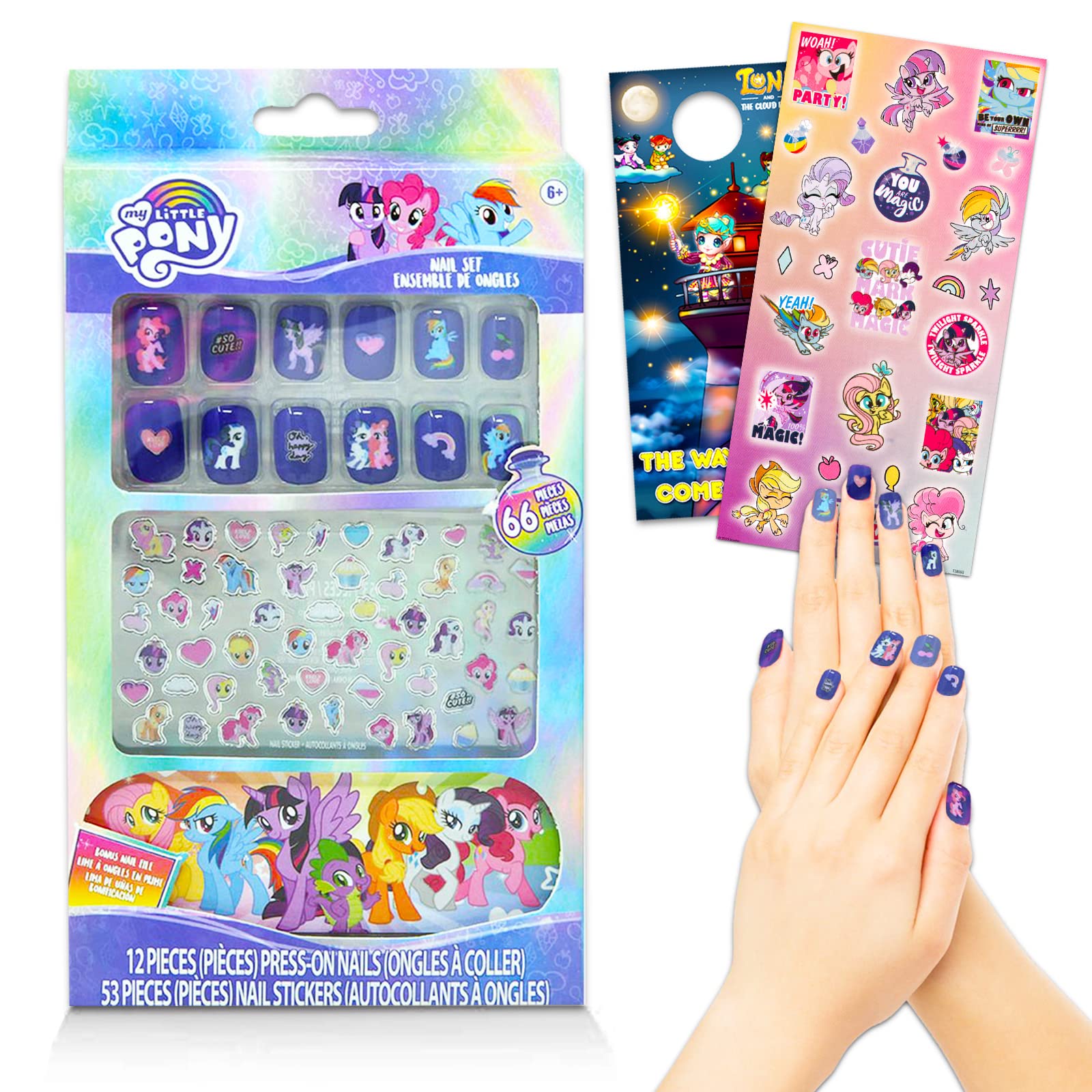 My Little Pony Nail Stickers Set for Girls - 66 PCS MLP Stick On Nails & Decals | Perfect for Birthday Parties, Sleepovers & DIY Nail Art | Cute Pony Nail Designs for Kids & Teens