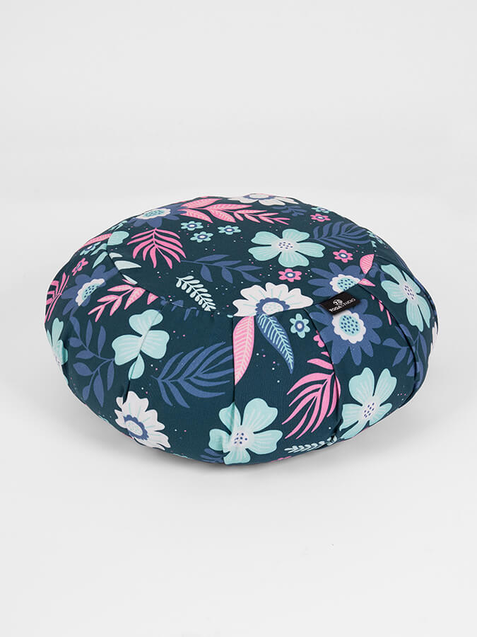 Organic Cotton Buckwheat Meditation Cushion - Round Floral Zafu Pillow for Yoga, Meditation & Home Decor | Eco-Friendly Yoga Studio Accessory