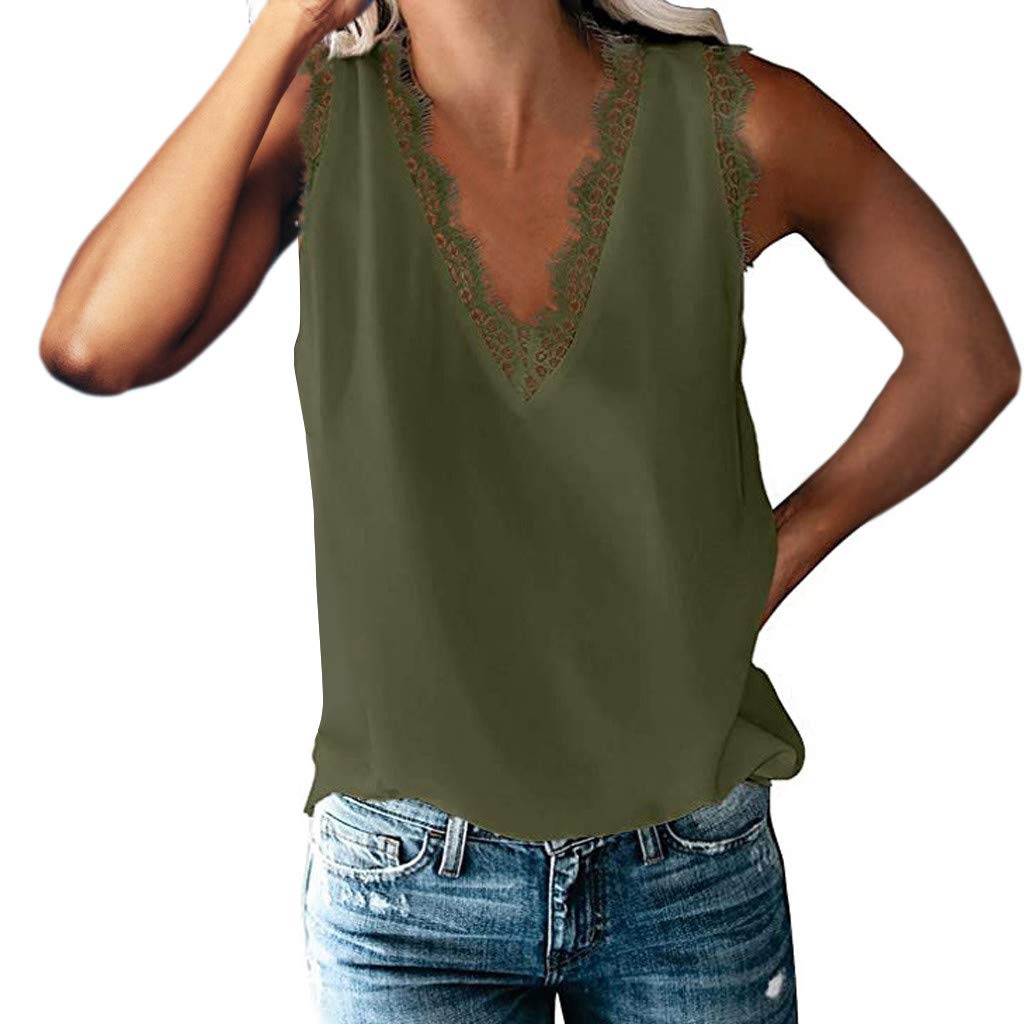 Sexy Women's V-Neck Sleeveless Cami Tank Top - Summer Casual Blouse for Beach, Party & Everyday Wear