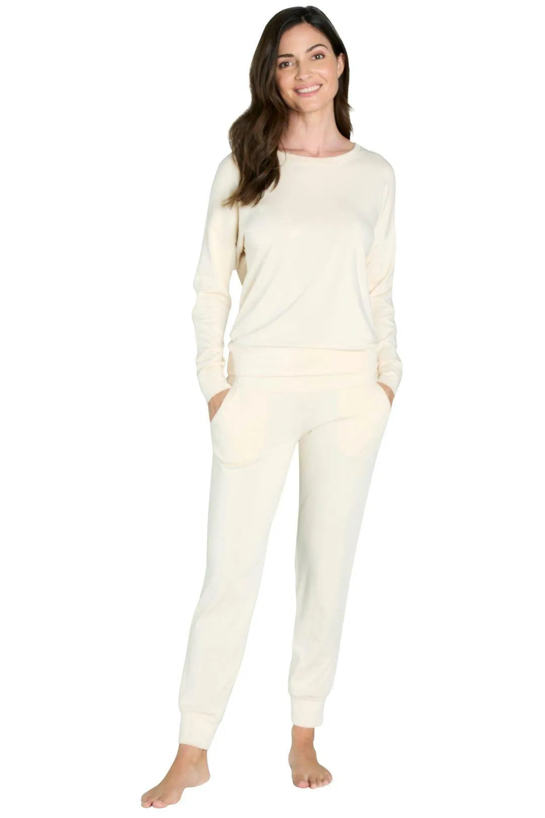 Laguna Relaxed Long Sleeve Loungewear Set for Women - Soft Cotton Lounge Pajama Set with Pockets - Perfect for Relaxing at Home, Yoga, and Sleepwear