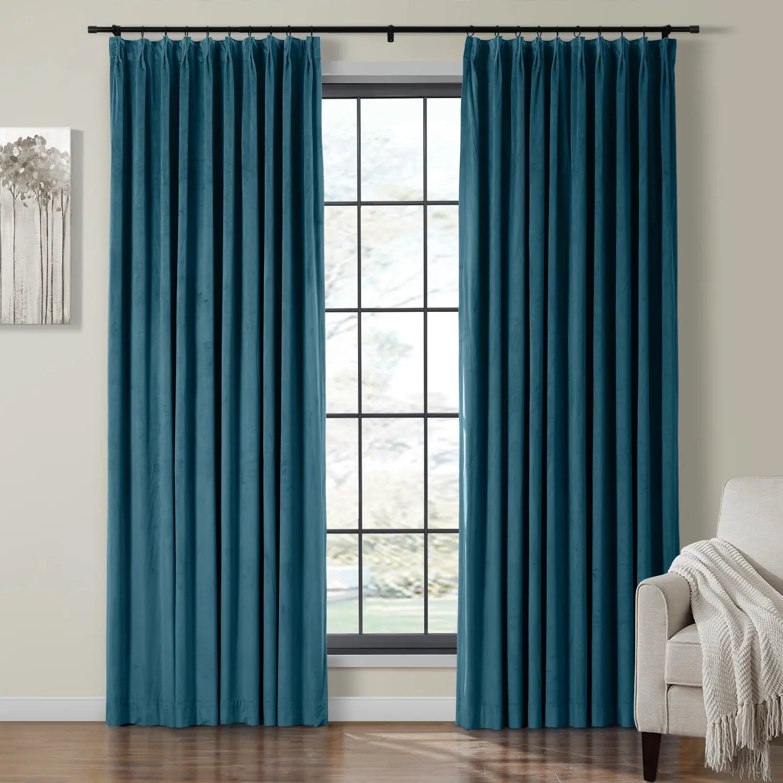 Birkin Velvet Curtain Pleated - Luxurious Blackout Drapes for Living Room & Bedroom - Elegant Window Treatment for Home Decor