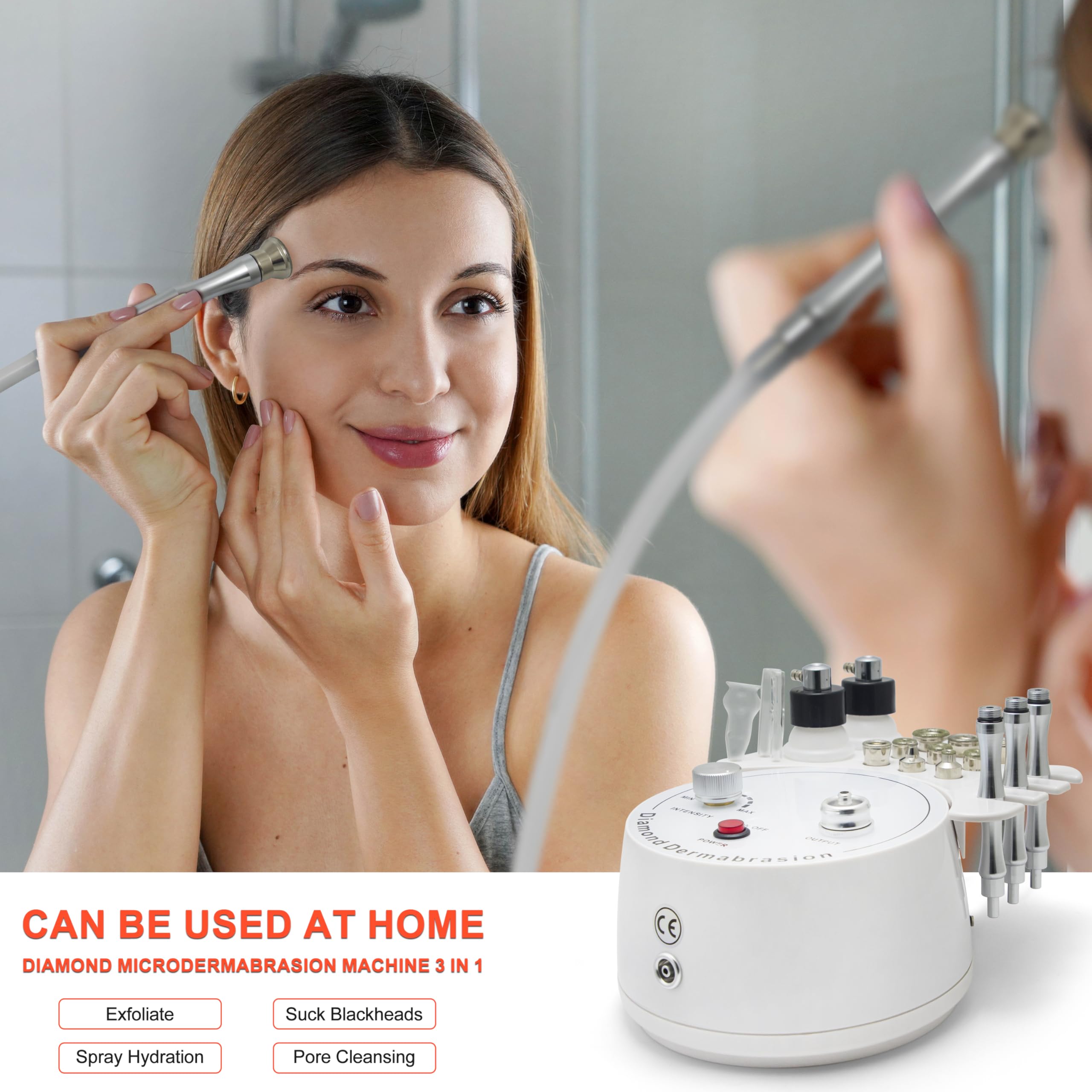 Professional Diamond Microdermabrasion Machine - 3-in-1 Skin Rejuvenation & Blackhead Removal Beauty Device (Elitzia ETNF108) for Home Spa & Facial Treatments