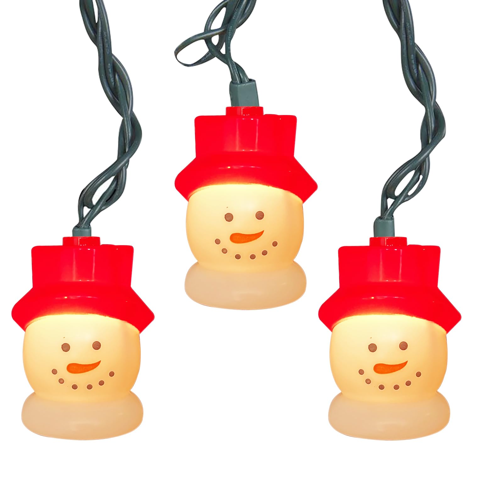 8.5Ft Snowman Christmas String Lights with 10 Warm White LED Snowman Heads - UL Listed Holiday Decor for Bedroom, Party & Outdoor Christmas Tree Decoration