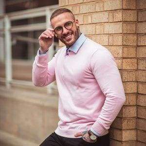 Cavani Men's Pink Knit Crewneck Sweater - Soft Casual Pullover for Fall & Winter | Perfect for Office, Dating & Holiday Outfits