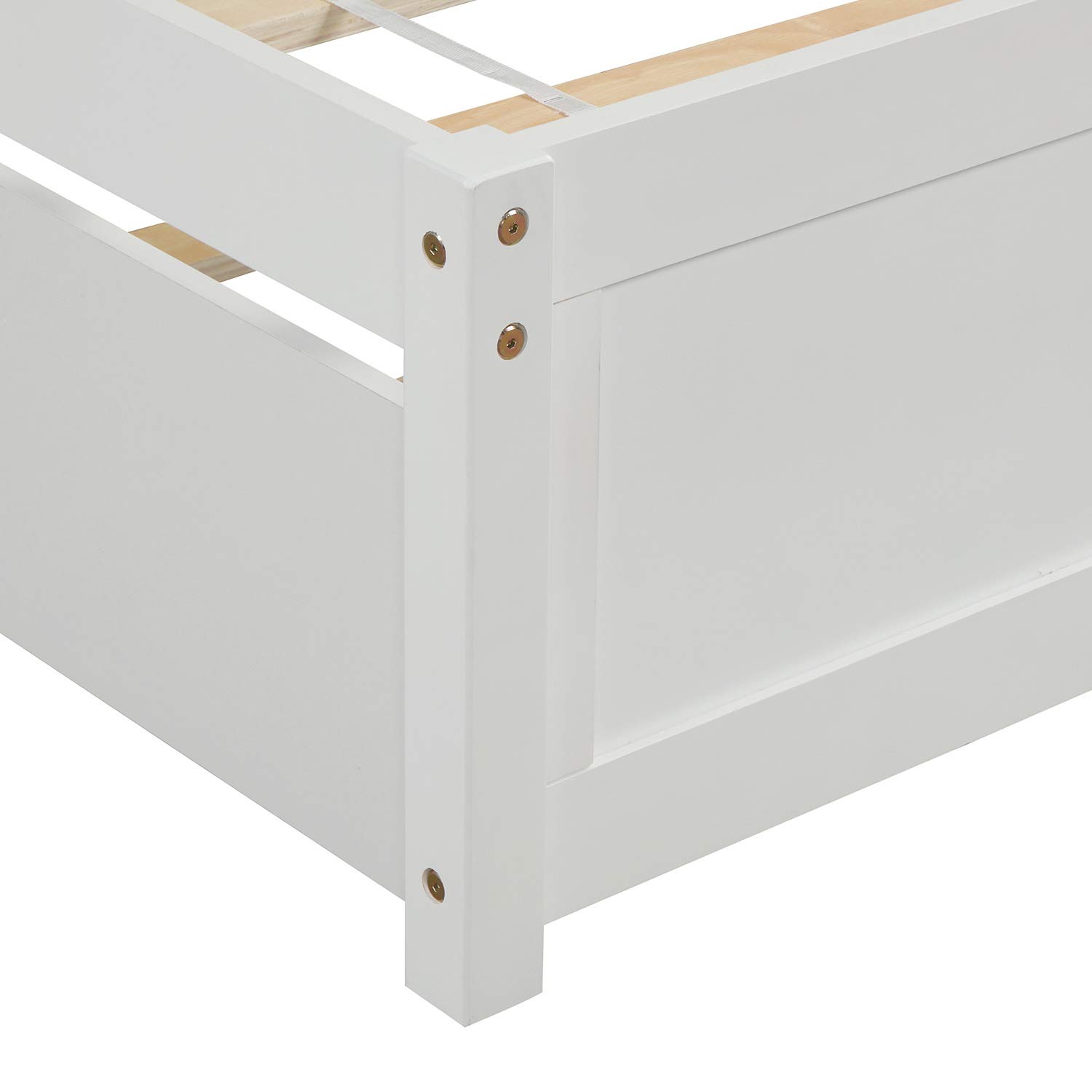 Sturdy White Wood Platform Bed Frame with Trundle - Twin Size Solid Structure for Guest Room & Space Saving - Perfect for Small Bedrooms, Dorm Rooms & Kids Rooms