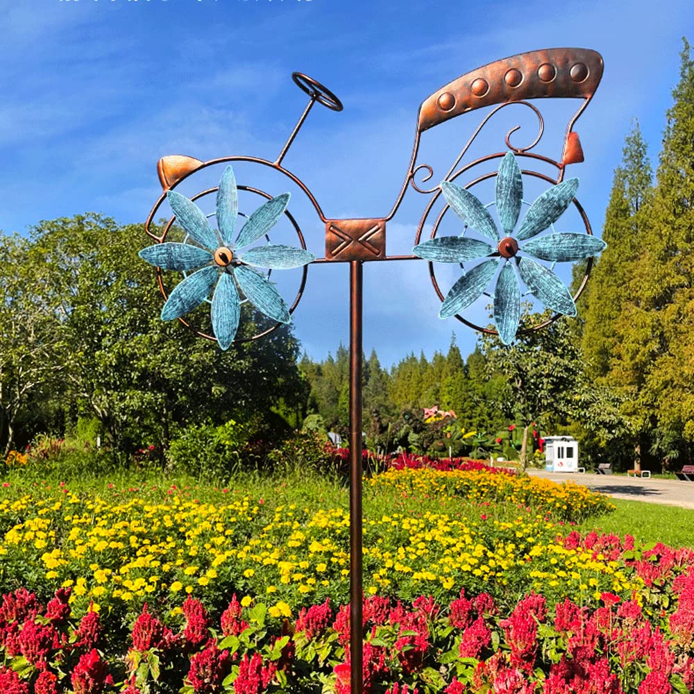 FiorHOCc Decorative Windmill Bicycle Model - Wrought Iron Rotary Garden Ornament for Balcony, Courtyard & Landscape Design | Perfect for Outdoor Decor, Patio Accent & Yard Art