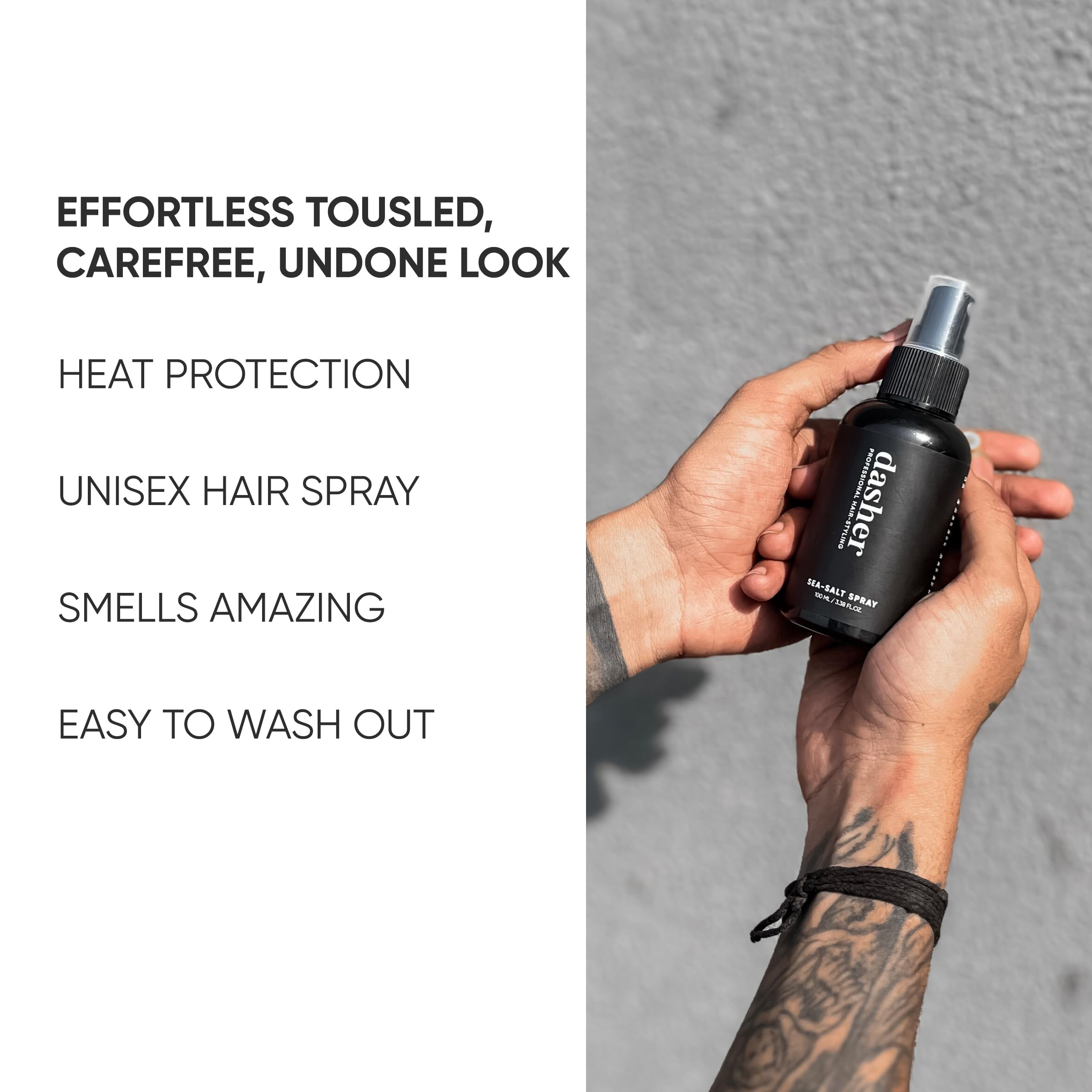 Dasher Sea Salt Spray (100 ML) for Voluminous, Textured & Smooth Hair - Infused with Bhringraj & Vitamin E | Hair Styling Product for Beach Waves & Everyday Volume | Pack of 1
