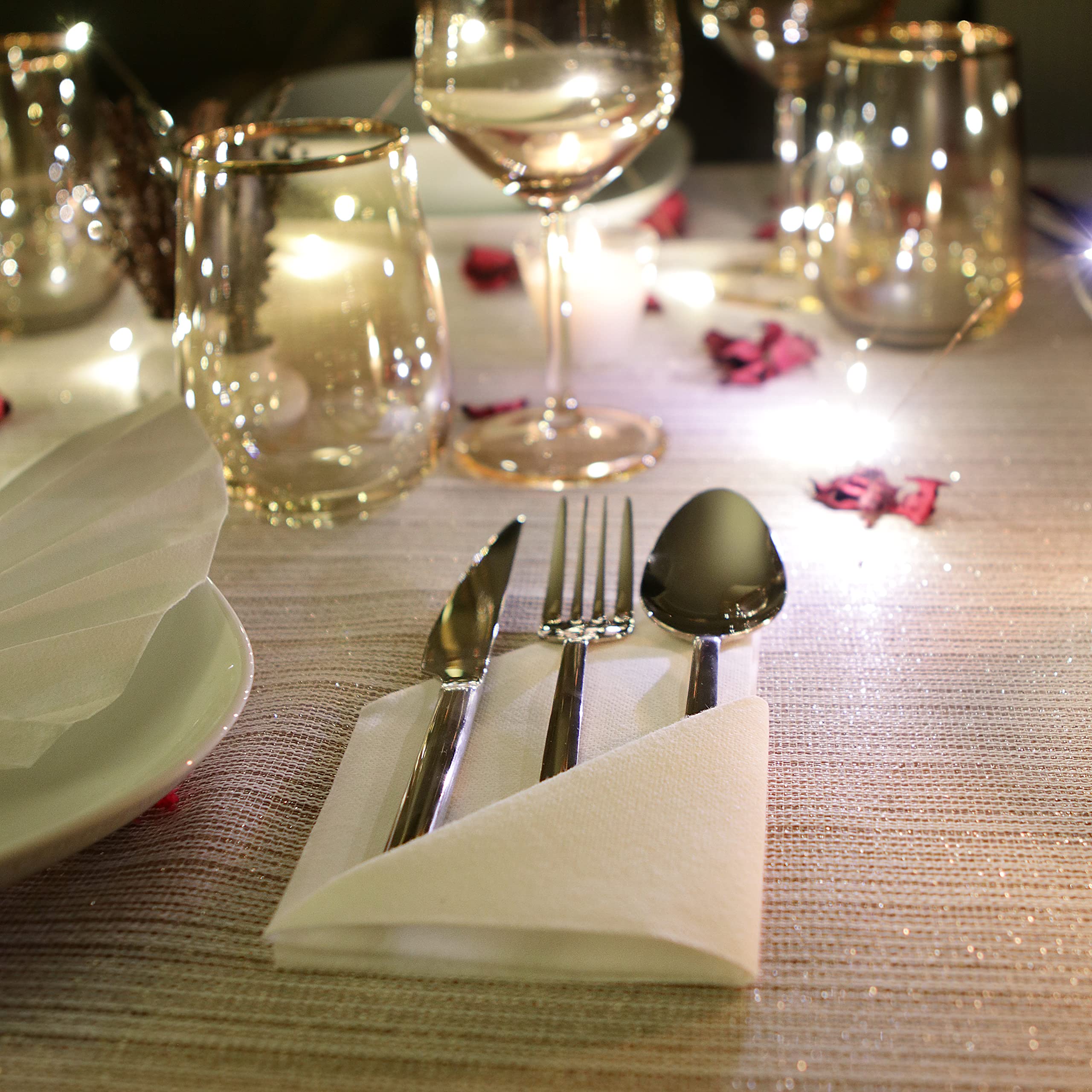 Premium CAPSELLA 1000 Elegant Linen-Feel Disposable Guest Napkins - Cloth-Like Soft, Absorbent & Durable Paper Towels for Bathroom, Kitchen, Parties, Weddings, Dinner & Events (12