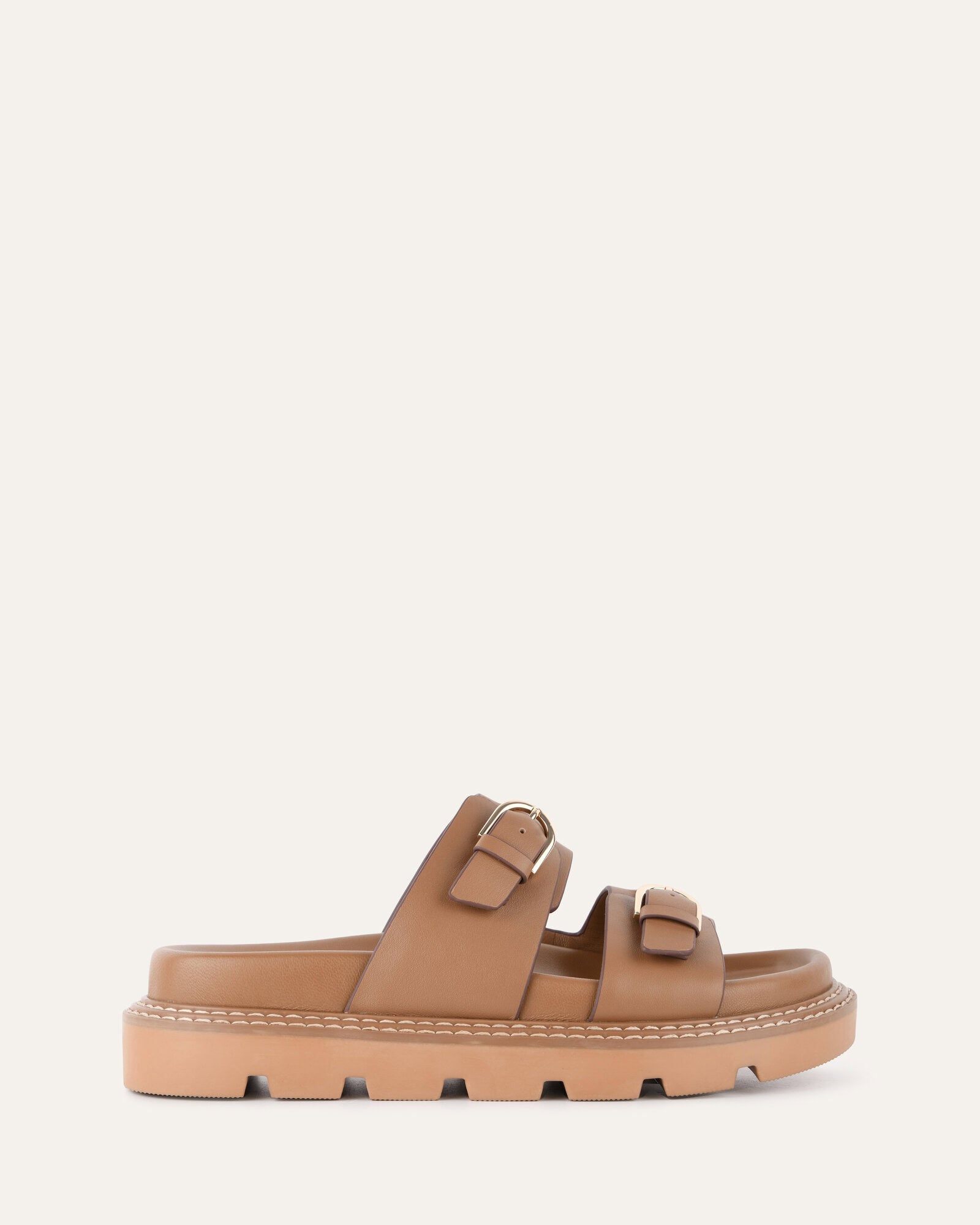 VICHY Women's Flat Sandals - Tan Leather Comfortable Casual Shoes for Summer, Beach, and Outdoor Walking