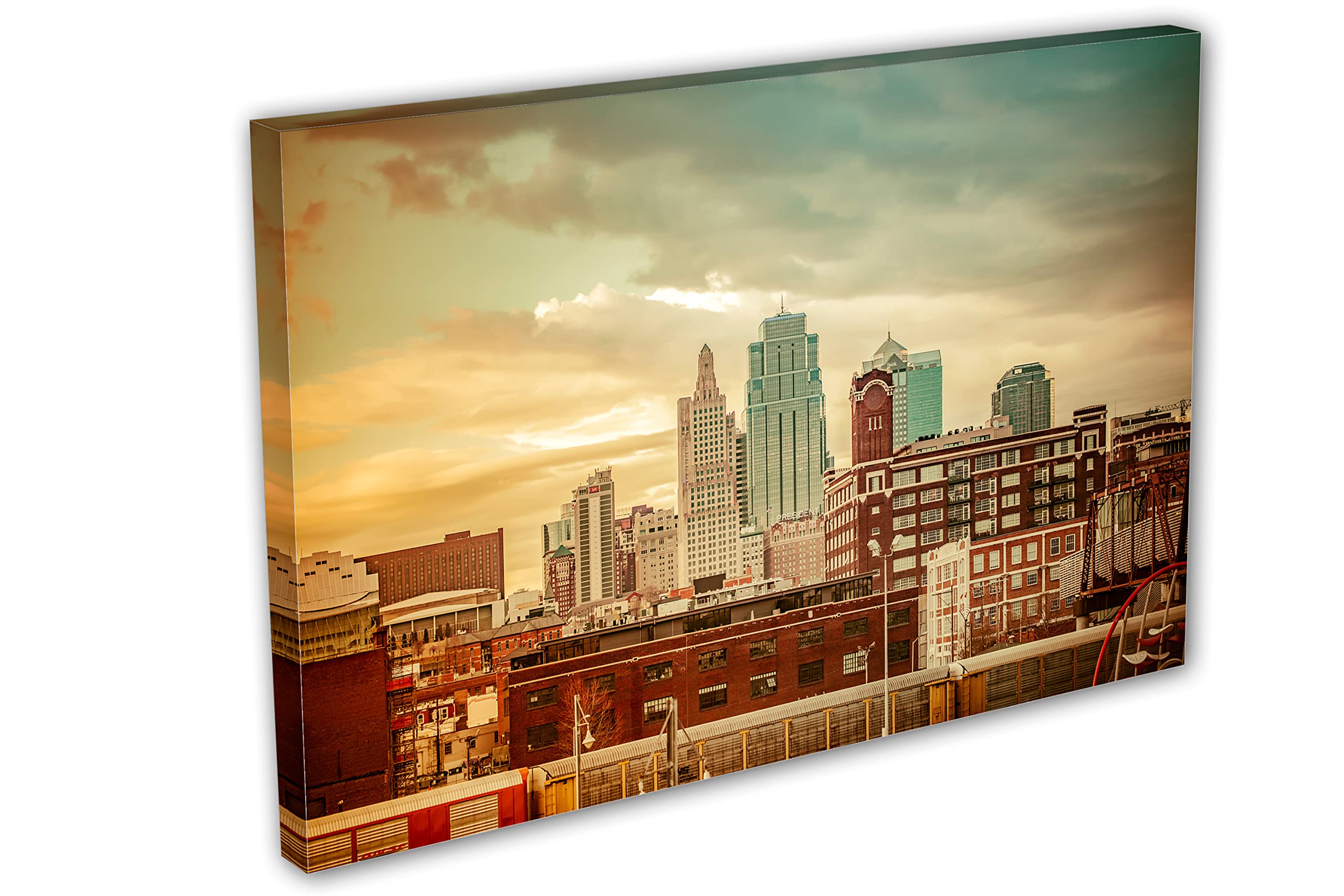 36 x 24 Kansas City MO Canvas Print - Premium Wall Art for Home Decor, Living Room & Office - Missouri Landscape Painting