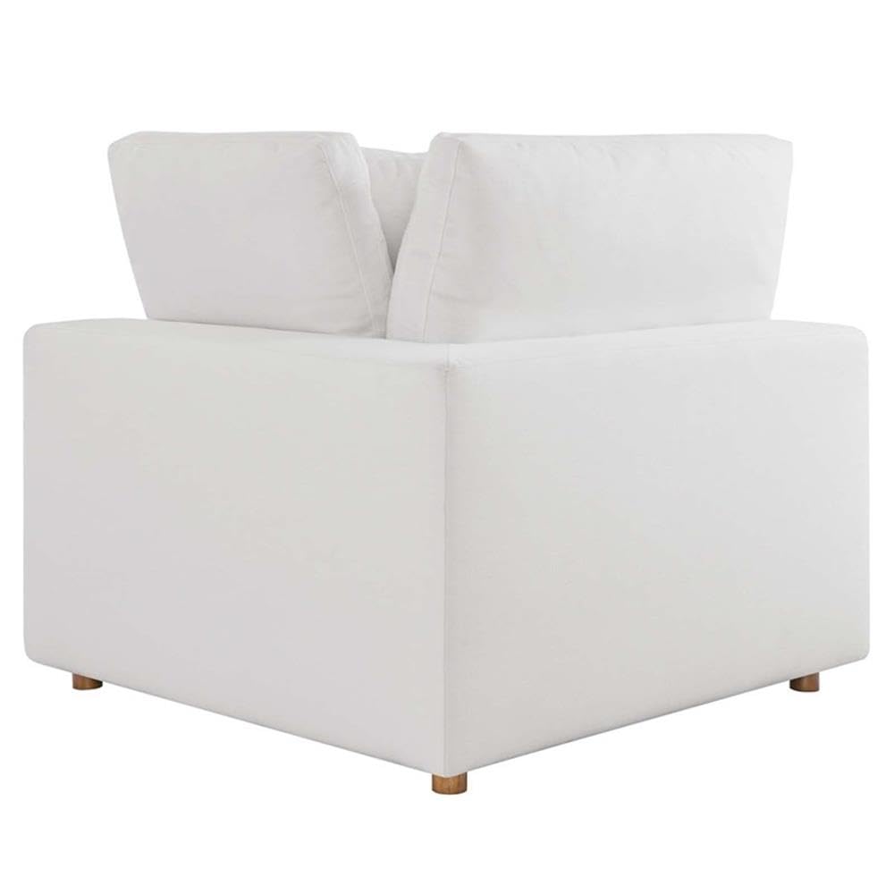 Modway Commix 6-Piece Modern Fabric Overstuffed Sectional Sofa Set in Pure White - Contemporary Living Room Furniture for Home Theater & Family Gatherings