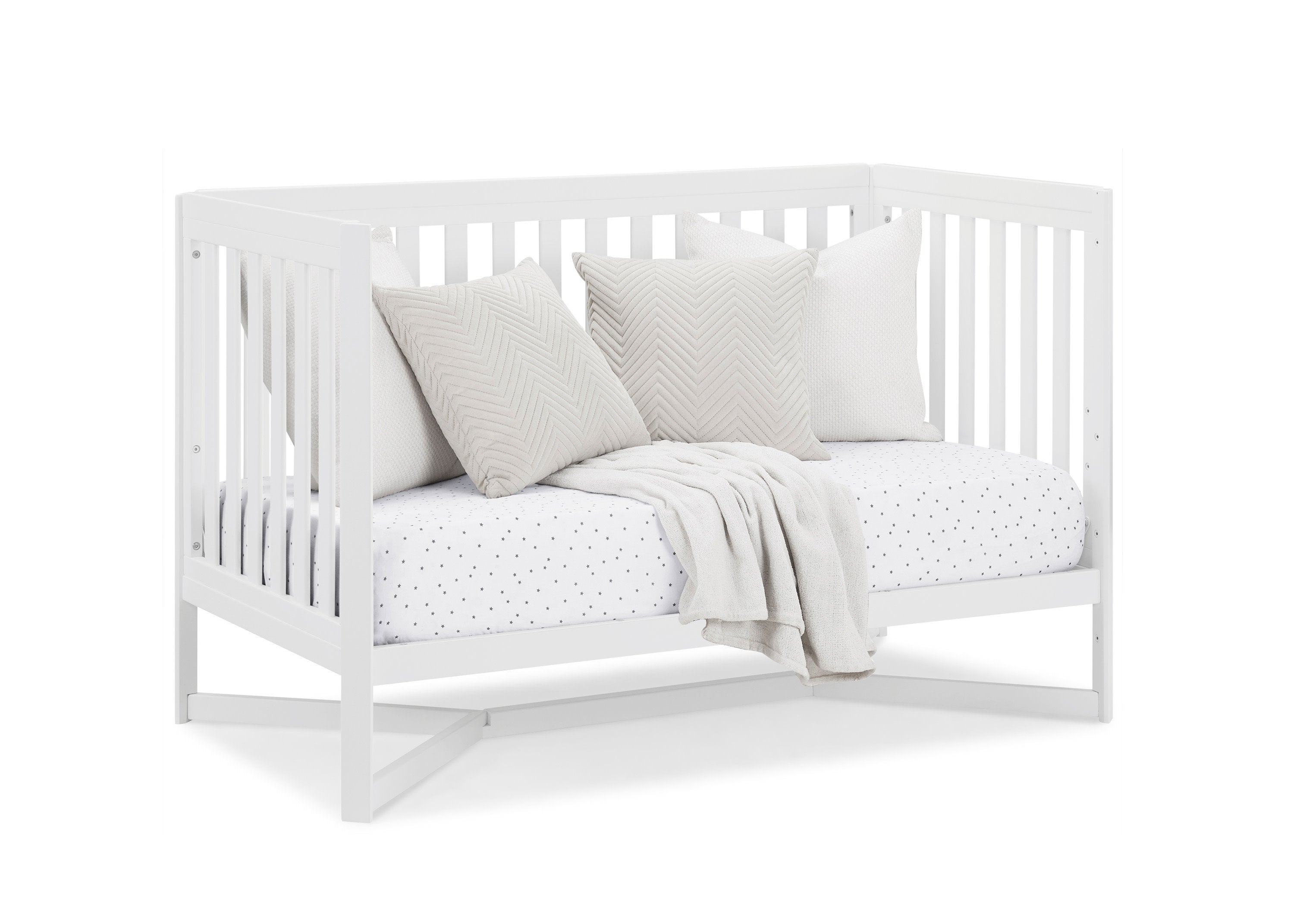 Tribeca 4-in-1 Convertible Baby Crib - White Nursery Furniture for Newborn to Toddler Bed - Perfect for Modern Nursery Rooms & Daycare Centers