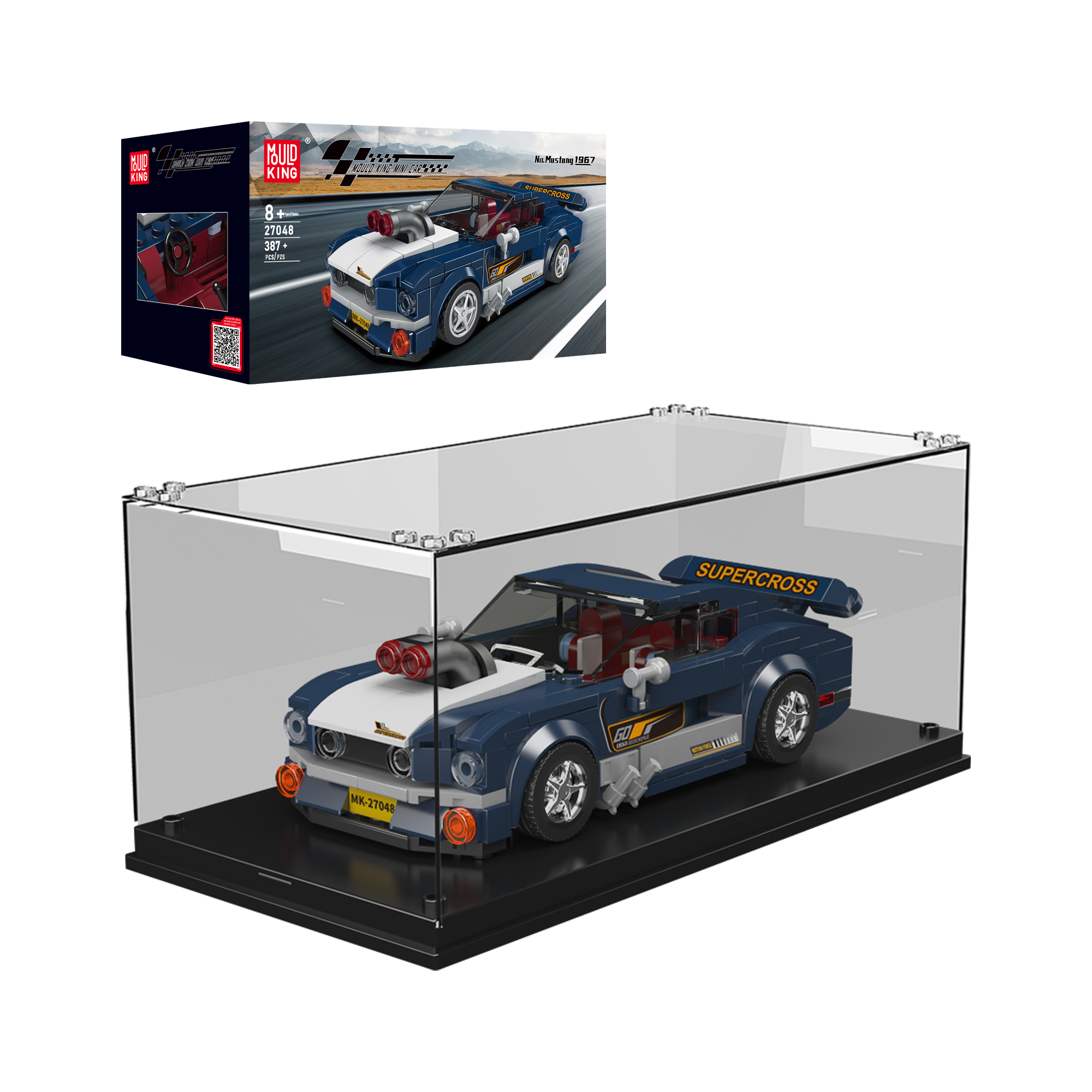 Mould King 27048 1967 Mustang Car Model Building Kit | 376 Piece Classic Muscle Car Toy for Adults & Teens | DIY Collector's Display or Gift for Car Enthusiasts