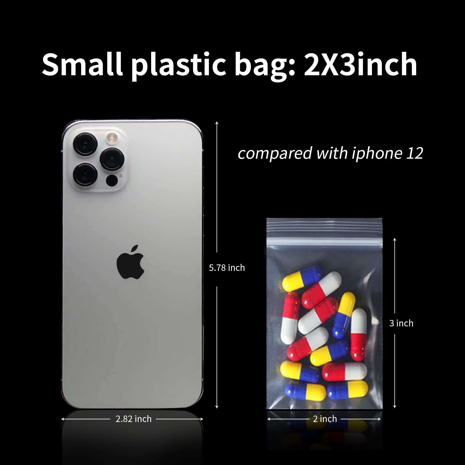1000pcs 2x3 Inch Small Clear Plastic Bags - Reusable Transparent Jewelry Baggies for Pills, Coins, Candy Storage | Perfect for Organizing Beads, Crafts & Small Items at Home or Retail