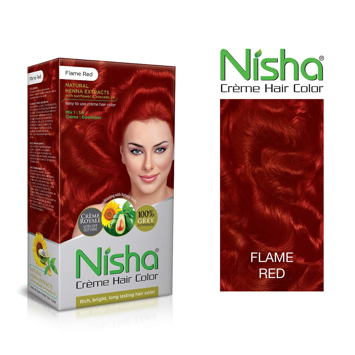 Nisha Creme Hair Color Combo Pack - Honey Blonde & Flame Red - Rich, Bright, Long-Lasting Shine Hair Dye (60g + 90ml + 18ml Conditioner) for Vibrant At-Home Hair Coloring & Salon-Quality Results