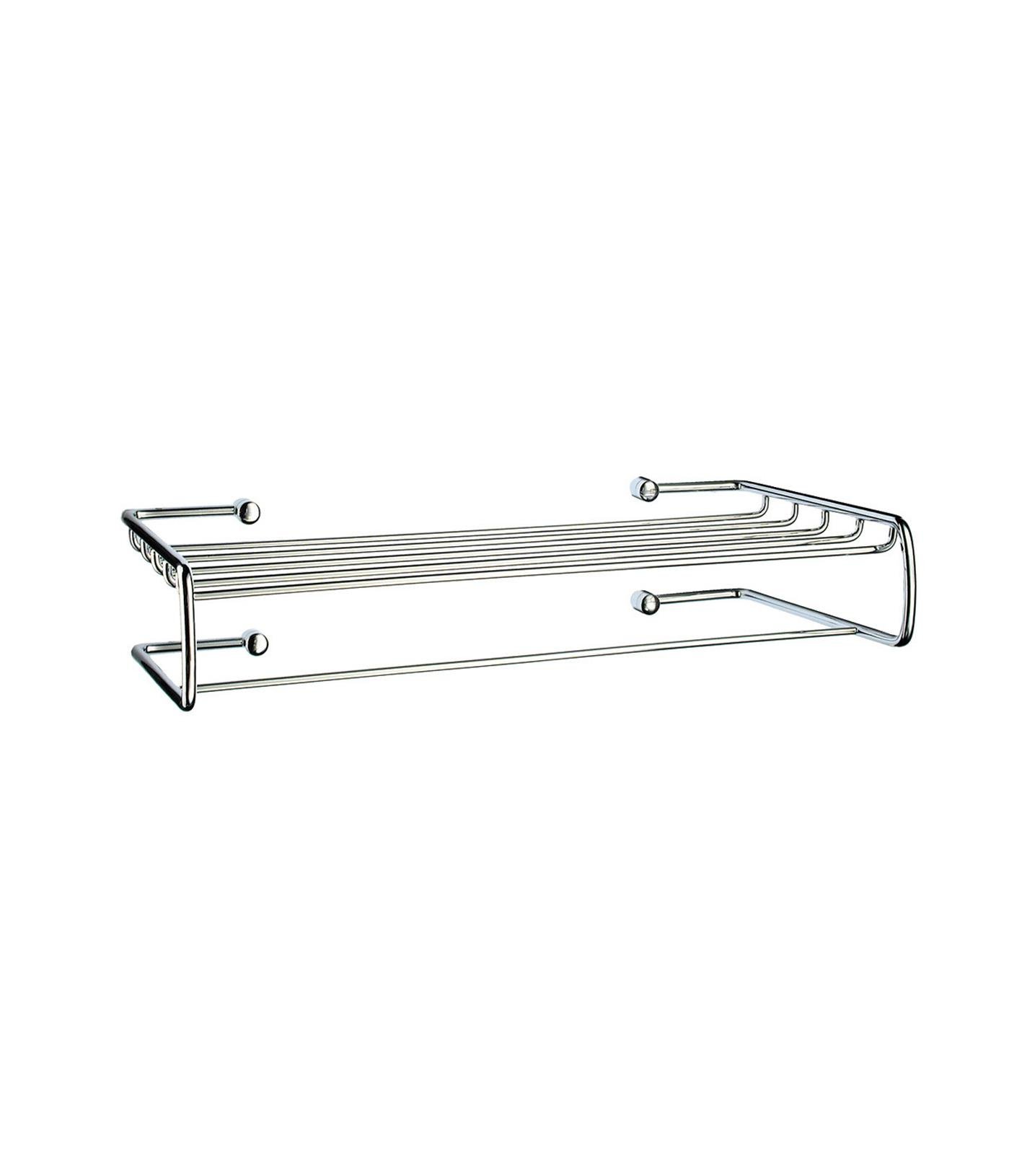 DK1050 Sideline Towel Shelf with Rail - Polished Chrome Bathroom Organizer for Towels & Robes - Perfect for Bathroom, Spa, or Gym Storage