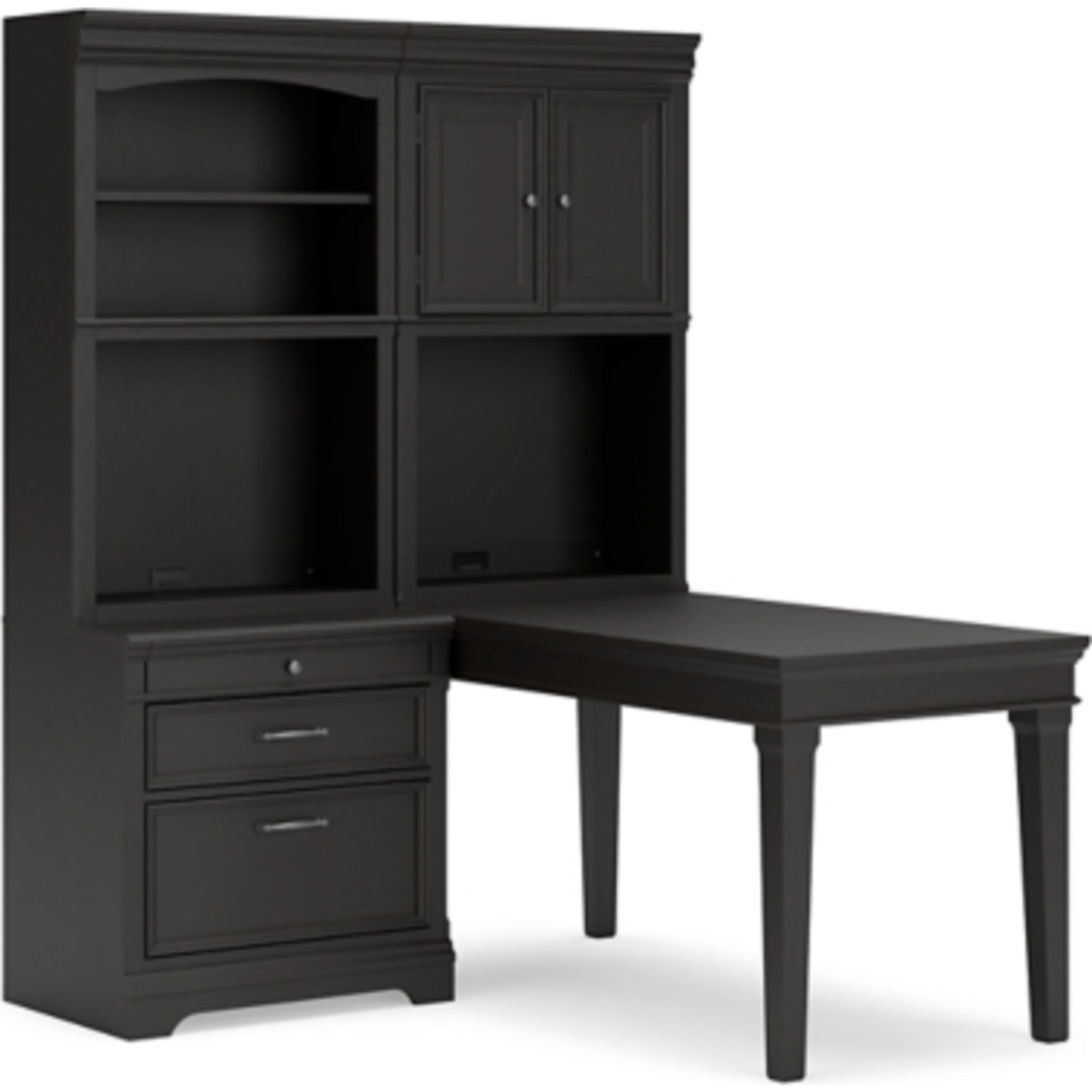 Beckincreek Black Office Desk - Modern Writing Desk for Home & Office Workspace, Study, and Remote Work