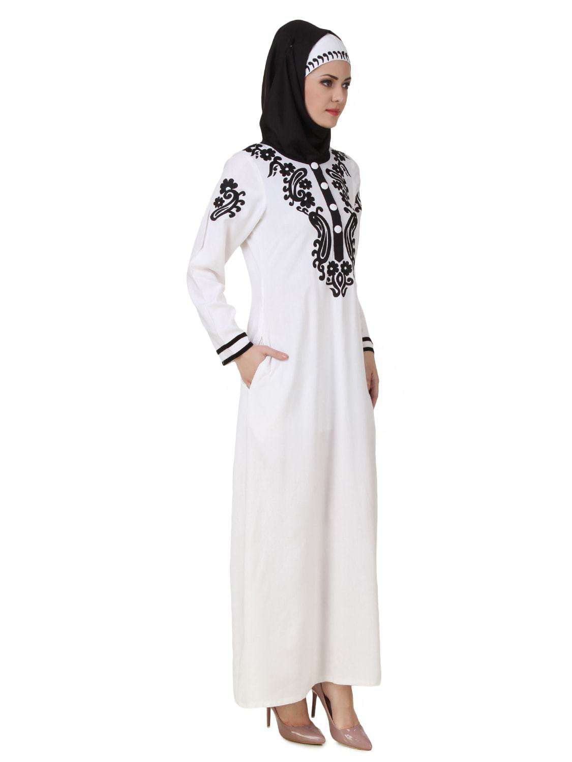 Elegant White Abaya Dress for Women - Modest Islamic Prayer Gown - Perfect for Mosque, Eid, and Special Occasions