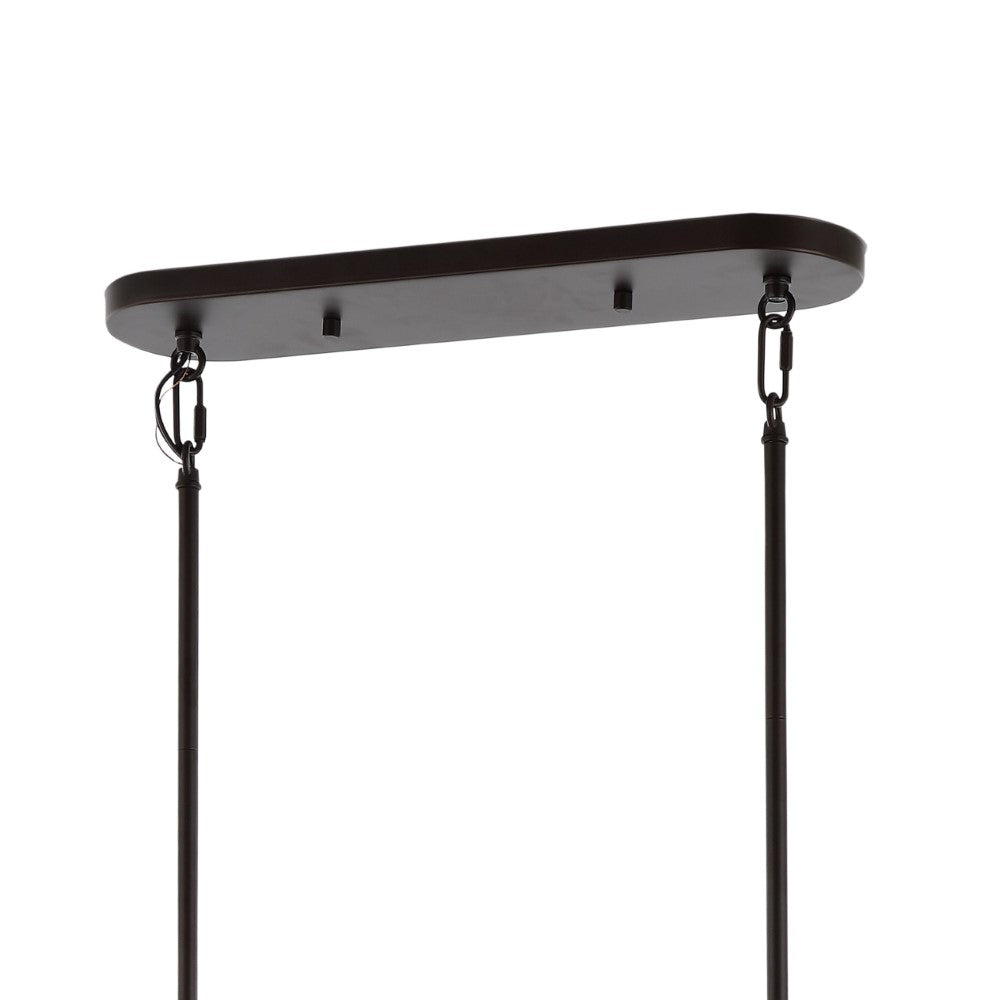Chadwick 42 Inch Rustic Farmhouse Iron Linear LED Pendant Light - Modern Kitchen Island Lighting, Dining Room Hanging Fixture, Bar Counter Chandelier