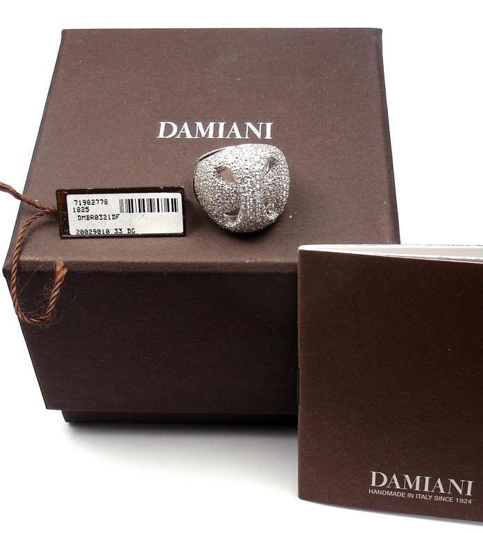 18K White Gold Damiani Diamond Ring - 3.21ctw Large Size 7 - Perfect for Engagement, Wedding & Anniversary Gifts