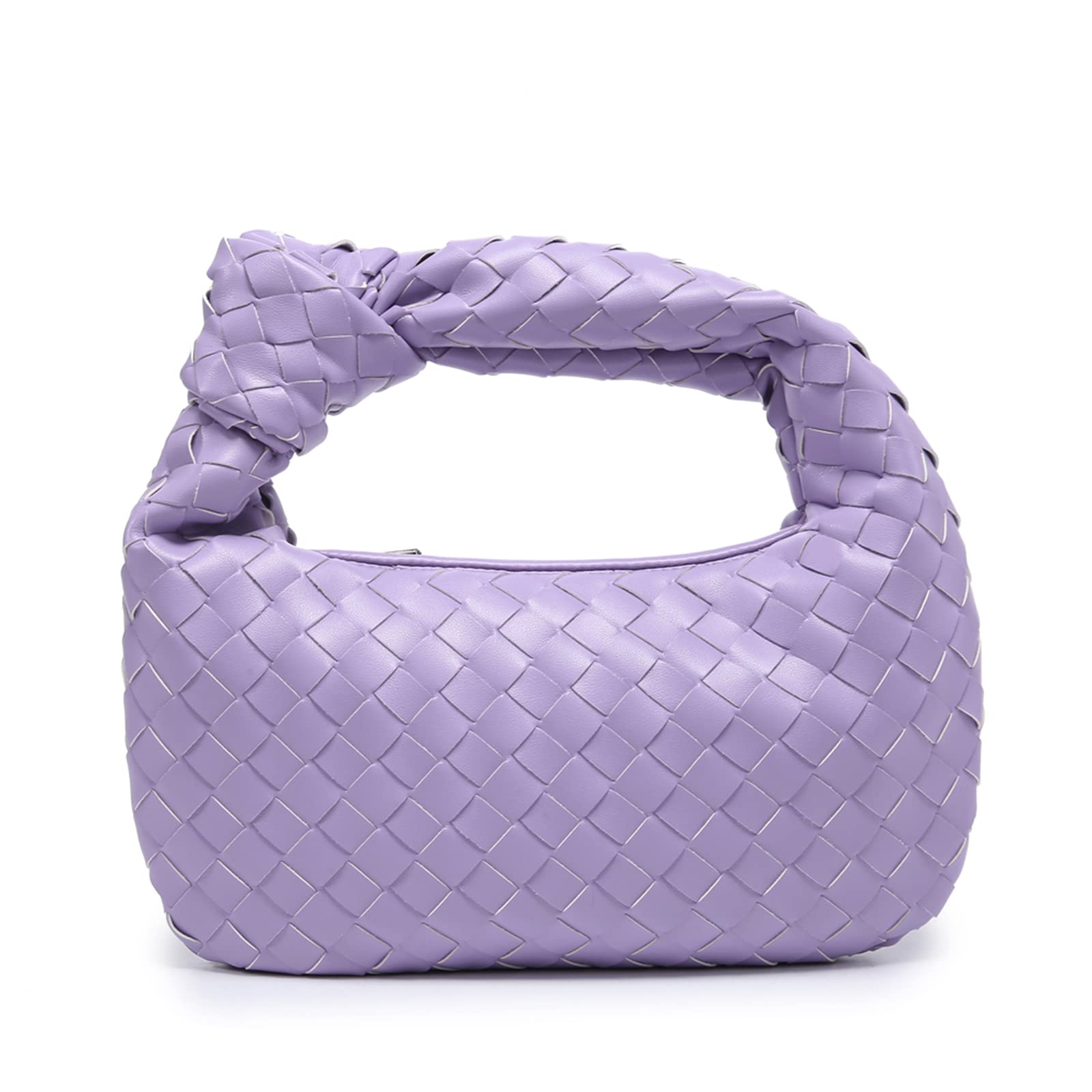 Stylish Women's PU Leather Knotted Woven Crossbody Shoulder Bag - Fashionable Hobo Purse for Daily Use, Work & Evening Out (Purple)