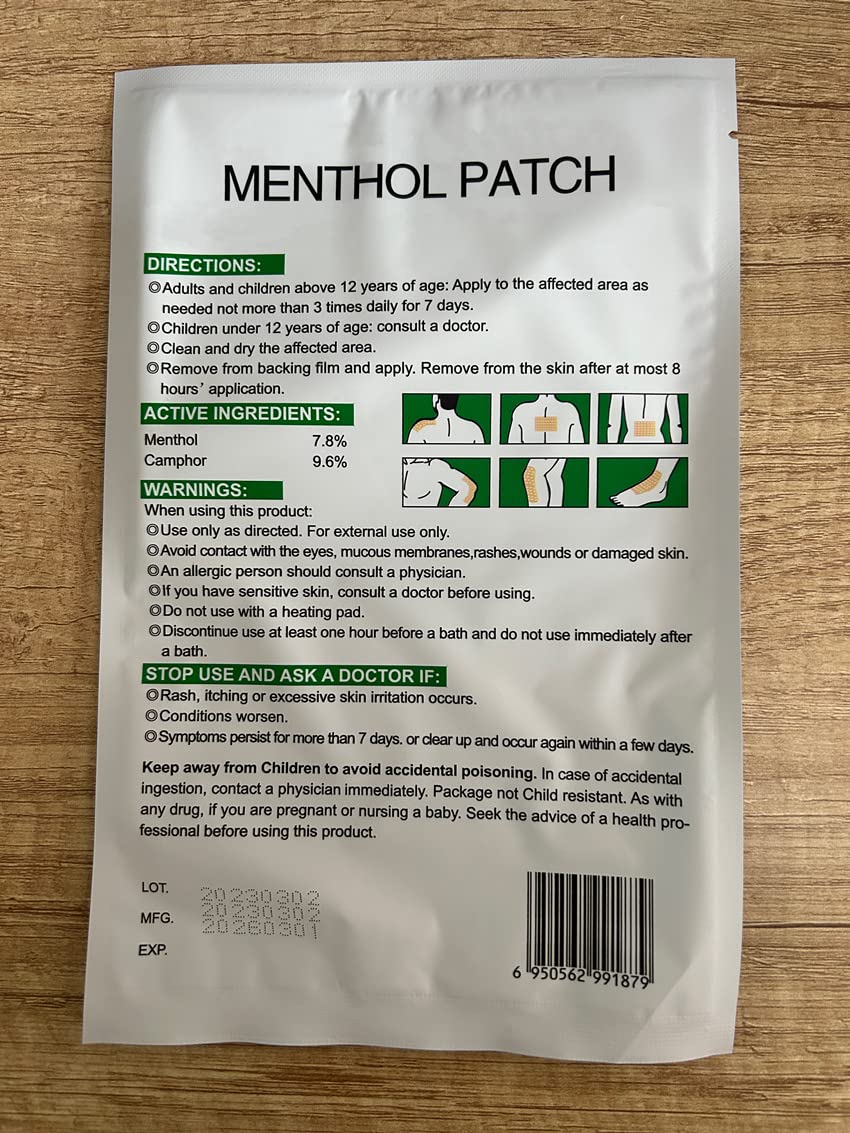 KONGDY 12x18cm Menthol Pain Relief Patches - Extra Large Cooling Patches for Back, Neck, Shoulder & Knee Pain - Low Capsaicin Formula (10 Count) - Perfect for Post-Workout Recovery & Chronic Pain Management