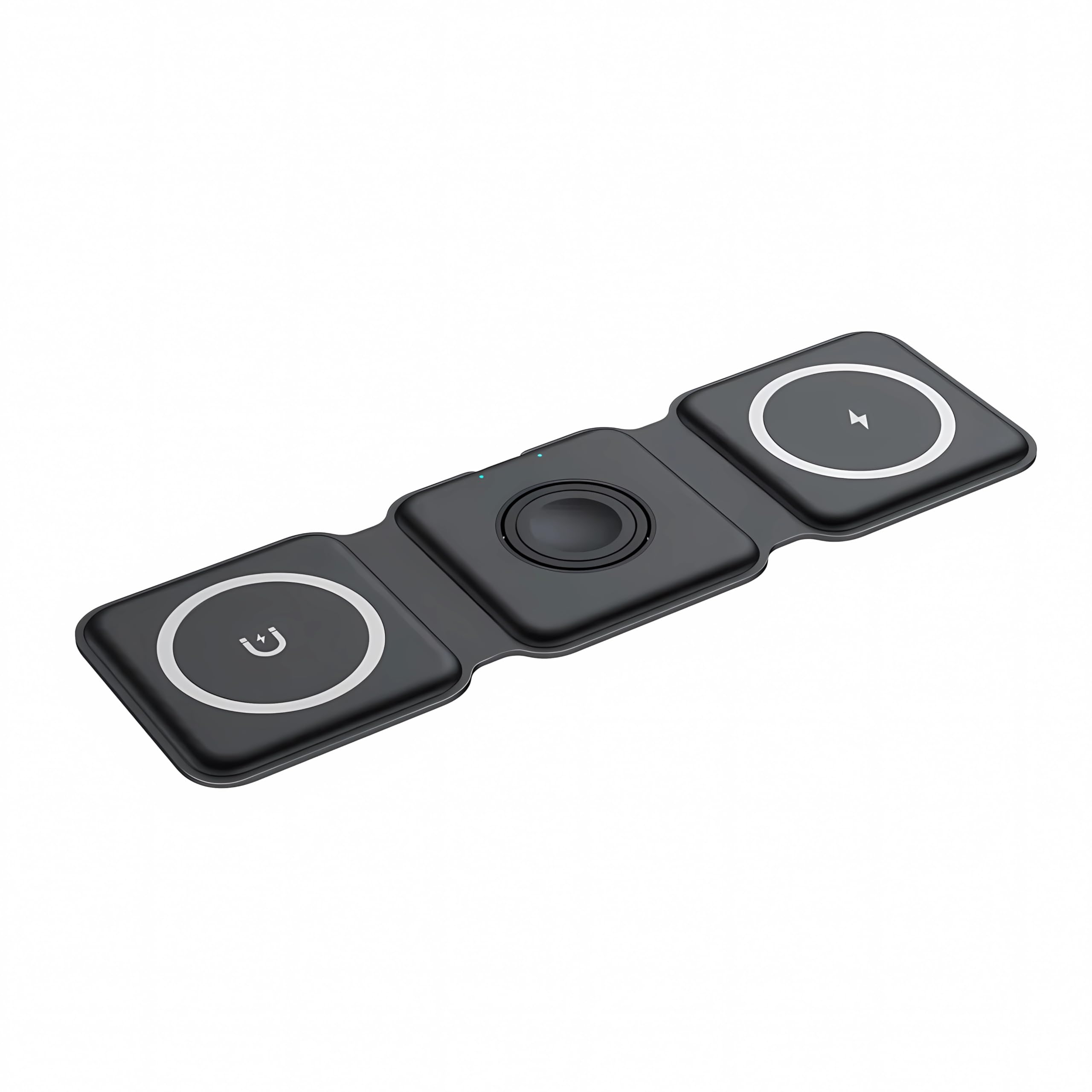 Groov-e Triton 3-in-1 Magnetic Wireless Charging Station - Fast Folding Charger for iPhone, Android, AirPods & Apple Watch | Perfect for Home, Office & Travel