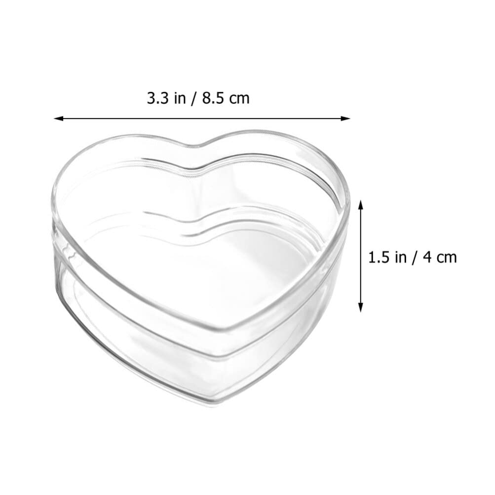 BESPORTBLE 5-Piece Heart Shaped Clear Candy Jewelry Storage Box - 8.5x8x4cm Transparent Wedding Favor Container - Perfect for Bridal Showers, Birthday Party Favors & Gift Packaging