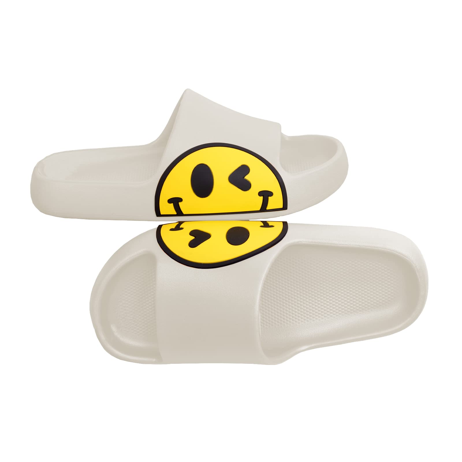Smiley Face Sandals for Women & Men - Cute Preppy Slides with Non-Slip EVA Sole | Comfortable Indoor/Outdoor Open Toe Shoes for Spa, Beach, Pool & Shower
