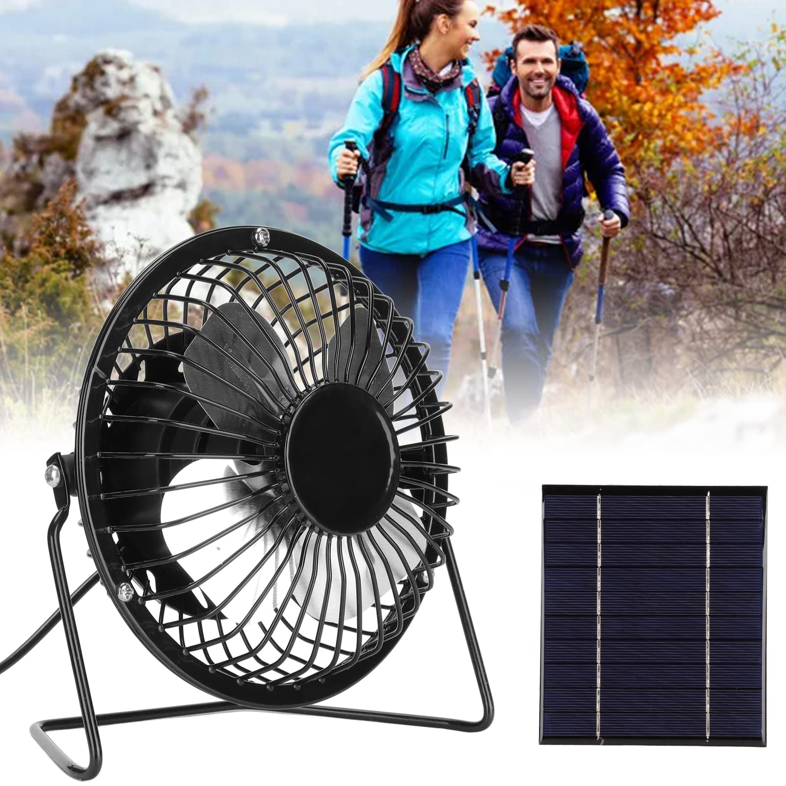 5V 2.5W USB Solar Powered Fan - Portable Mini Ventilator with Polysilicon Panel for Car, Attic, Greenhouse, Chicken Coop - Perfect for Outdoor Travel, Camping, Hiking & Picnic Adventures