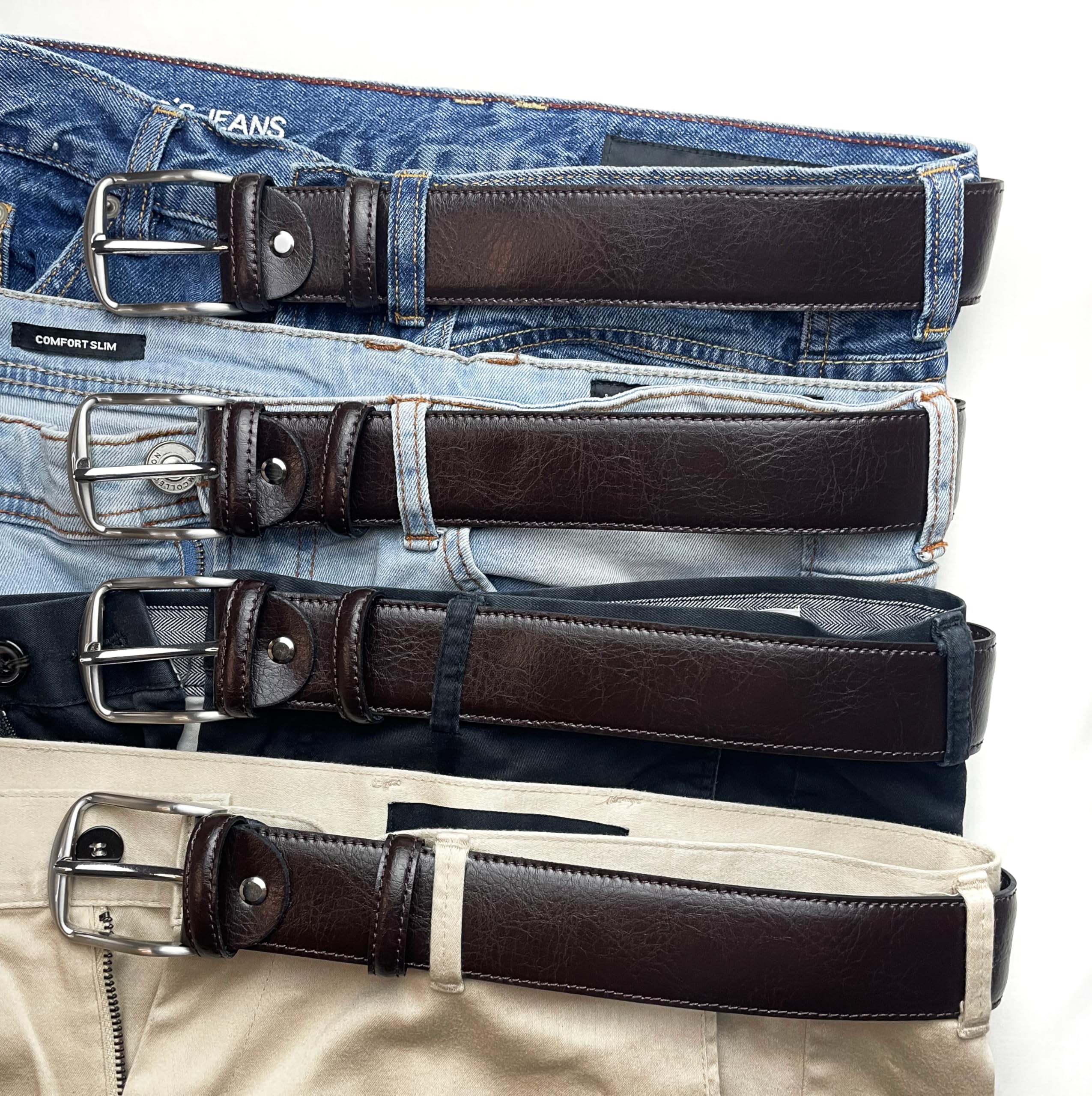 Almela Men's Leather Belt with Inner Zipper Pocket - Genuine Leather Money Belt - 4cm Width & 40mm Buckle - Secure Travel Essentials for Wallet & Cash Storage - Perfect for Airports, Business Trips & Daily Wear