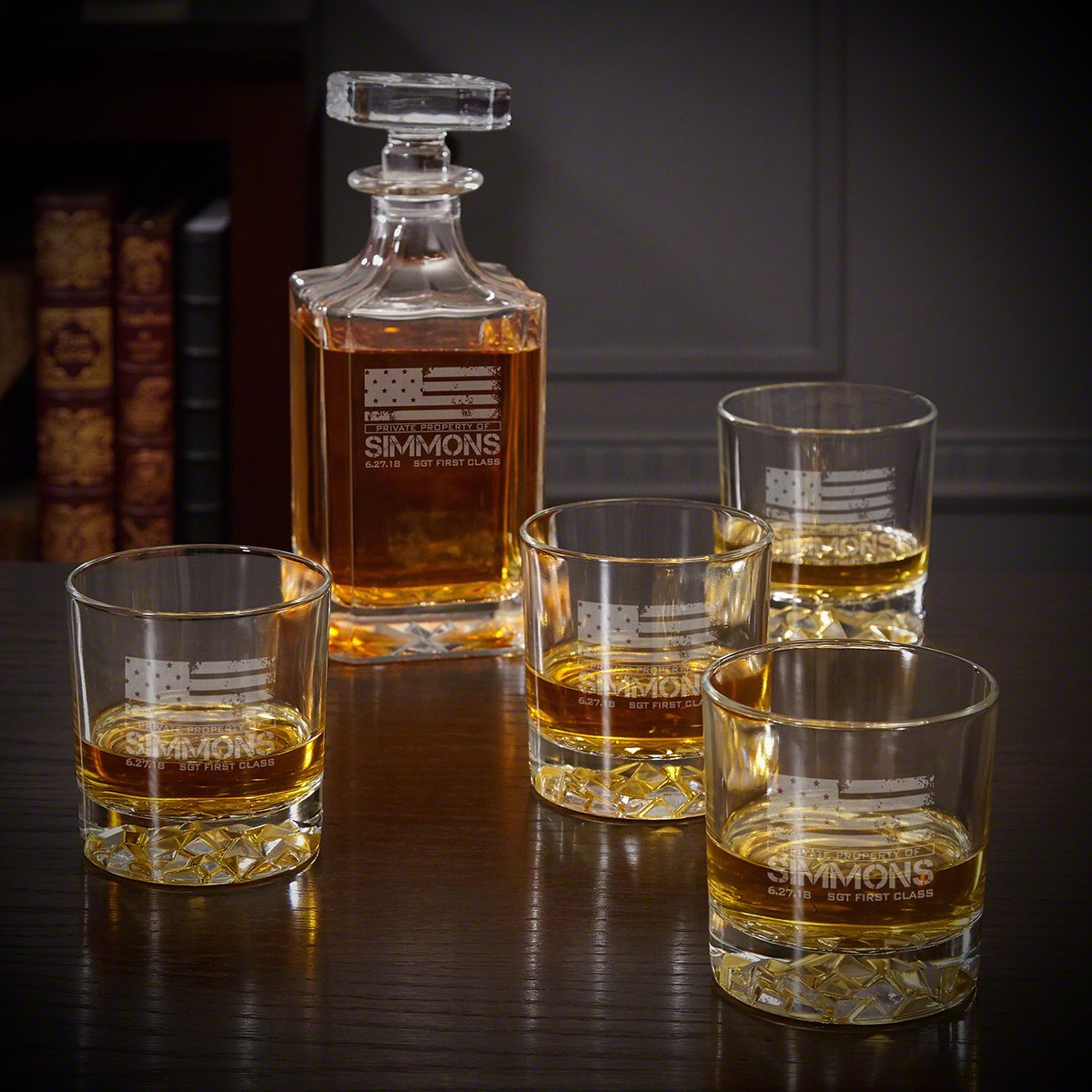 Personalized Whiskey Decanter and Glasses Set for American Heroes - Custom Retirement & Military Gift for Veterans, Police, Firefighters - Perfect for Home Bars, Man Caves & Special Occasions