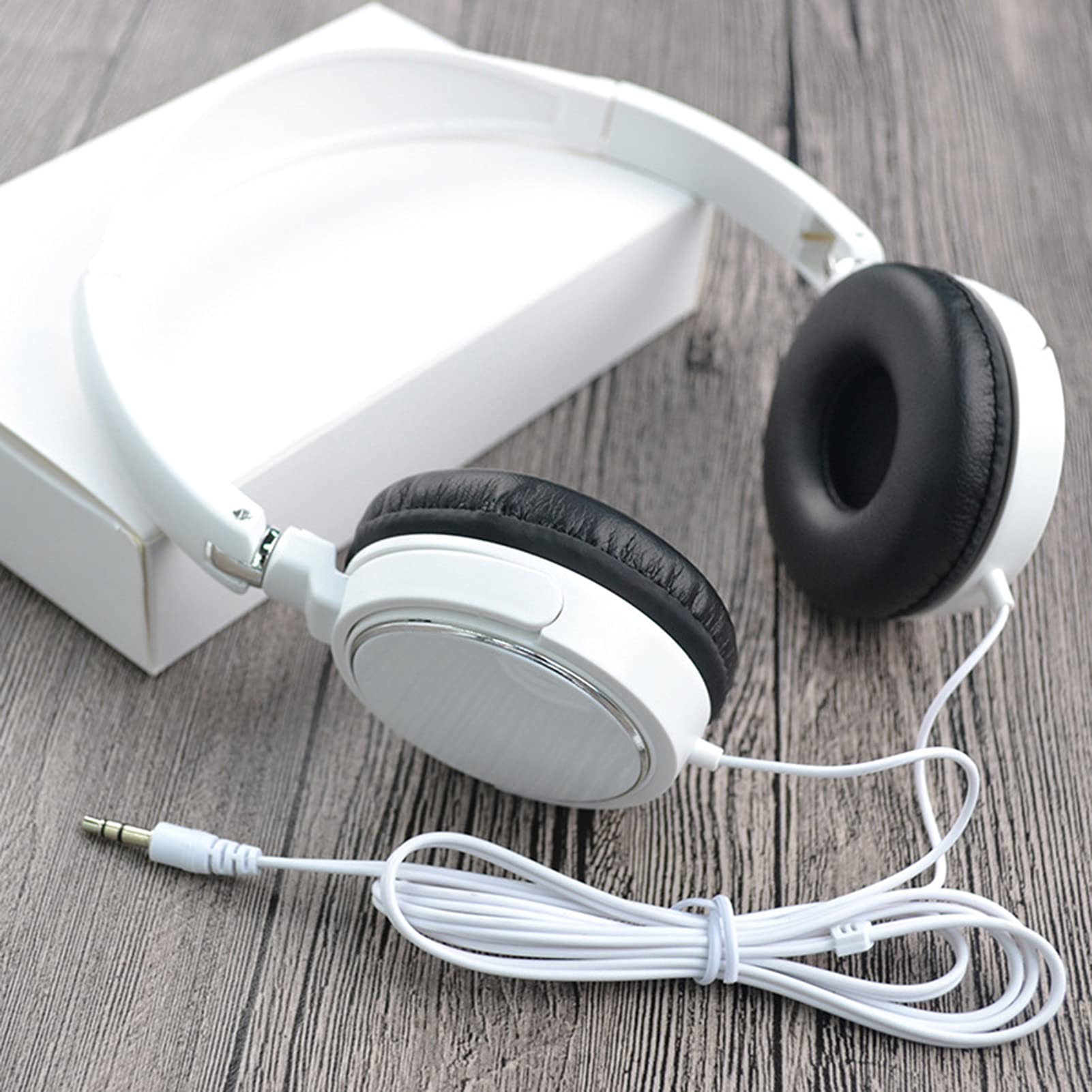 Universal Over-Ear HiFi Stereo Headphones with Noise Reduction - Wired Head-Mounted Headset for Mobile Phones (White) | Perfect for Gaming, Music, Movies & Office Work
