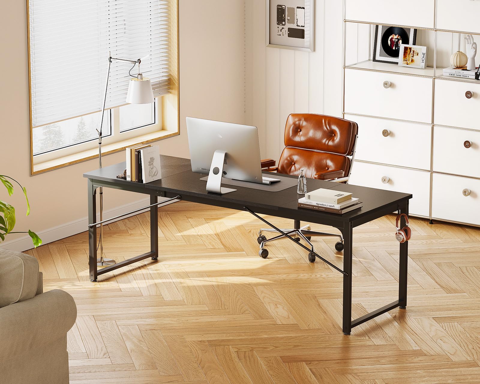 Coleshome 71 Inch Modern Computer Desk for Home Office - Sturdy Black Writing Desk for Students & Professionals - Perfect for Small Spaces & Remote Work