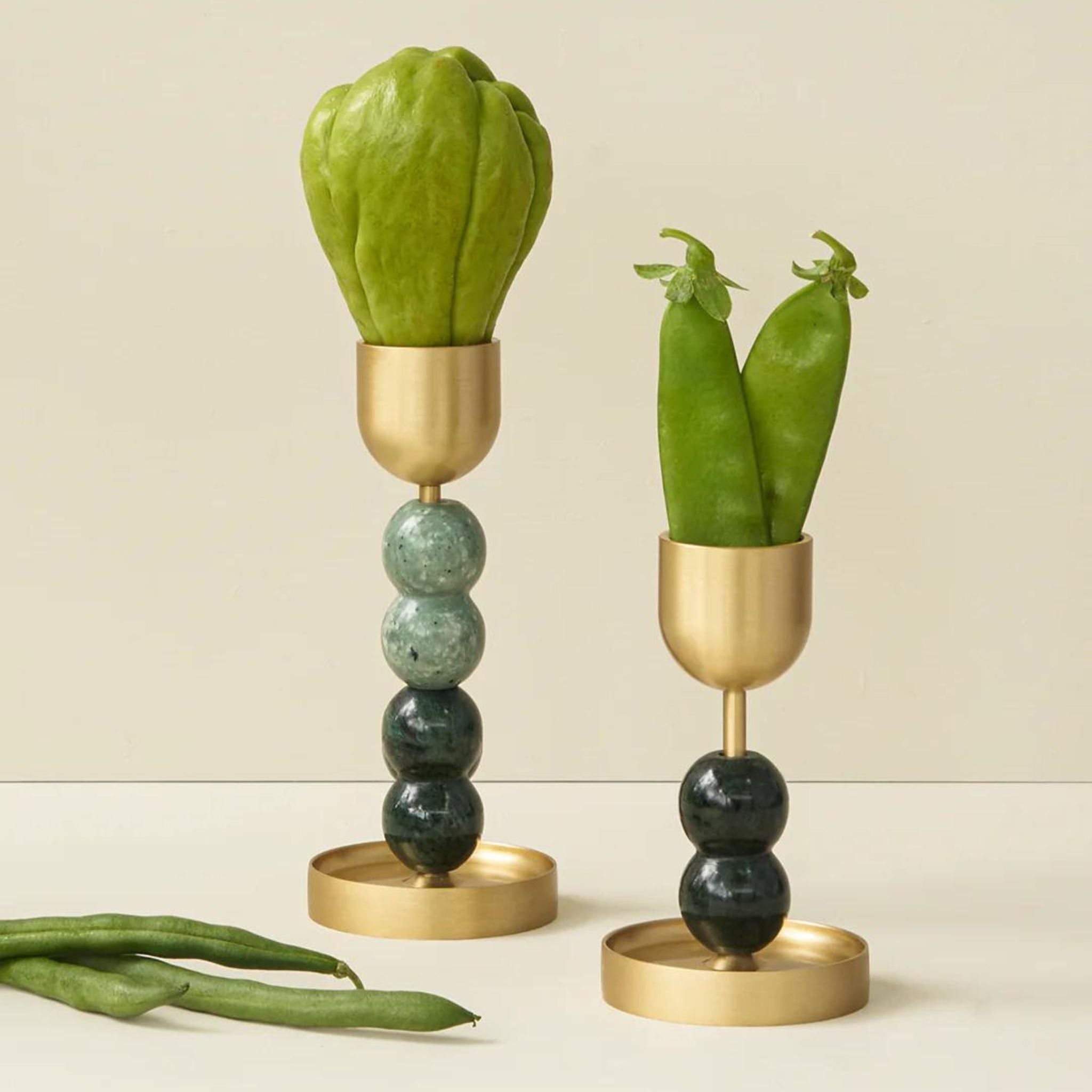 BLACK BLAZE Large Gourd-Shaped Candle Holder - Light Green & Dark Green Home Decor for Dining Table, Wedding Centerpiece, and Boho Room Decor