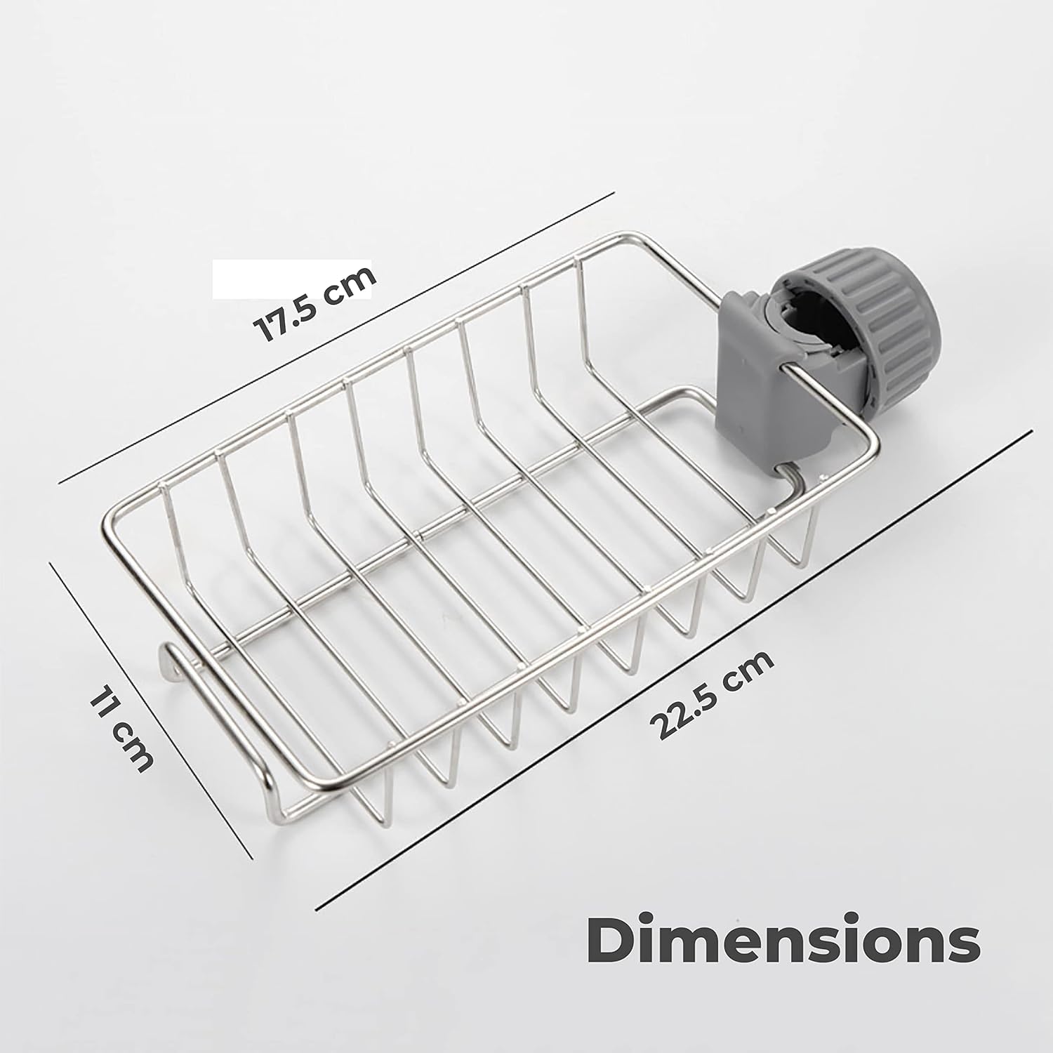 Adjustable Kitchen Sink Faucet Organizer Rack - Soap Holder & Sponge Caddy for Bathroom or Kitchen - Durable Stainless Steel (Silver, Pack of 1) - Perfect for Organizing Scrubbers, Sponges & Soap by Sink or Bathtub