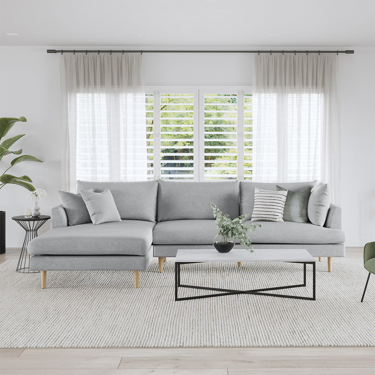 Byron Fabric Modular Sofa with Left Hand Chaise - Modern Sectional Couch for Living Room, Family Room & Home Theater Comfortable Seating