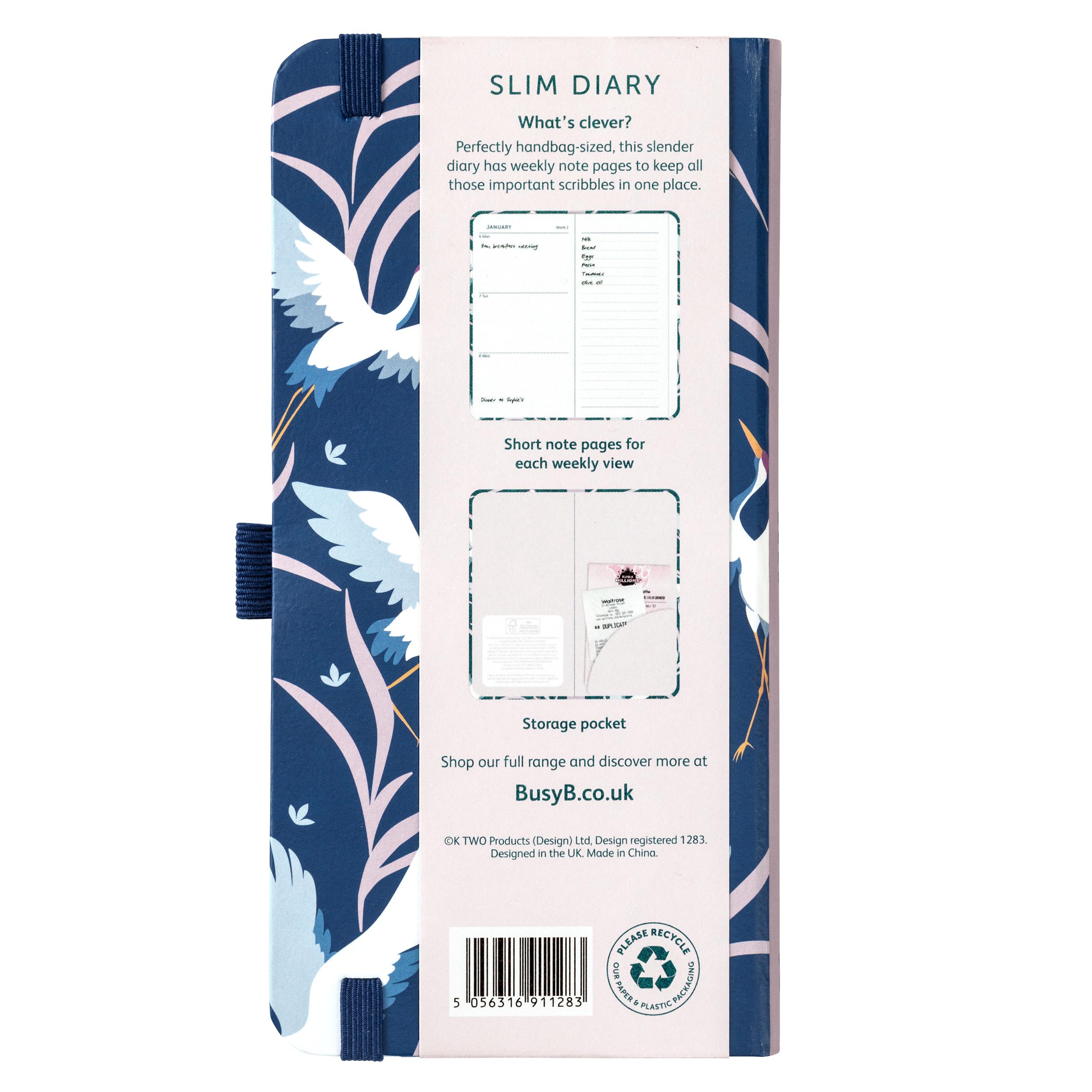 Busy B 2025 Slim Weekly Planner with Birds Cover - Compact Pocket Diary, Week-to-View Layout, Notes Pages & Storage Pocket - Handbag-Sized Organizer for Work, School & Personal Planning - Perfect for Daily Scheduling & Goal Tracking