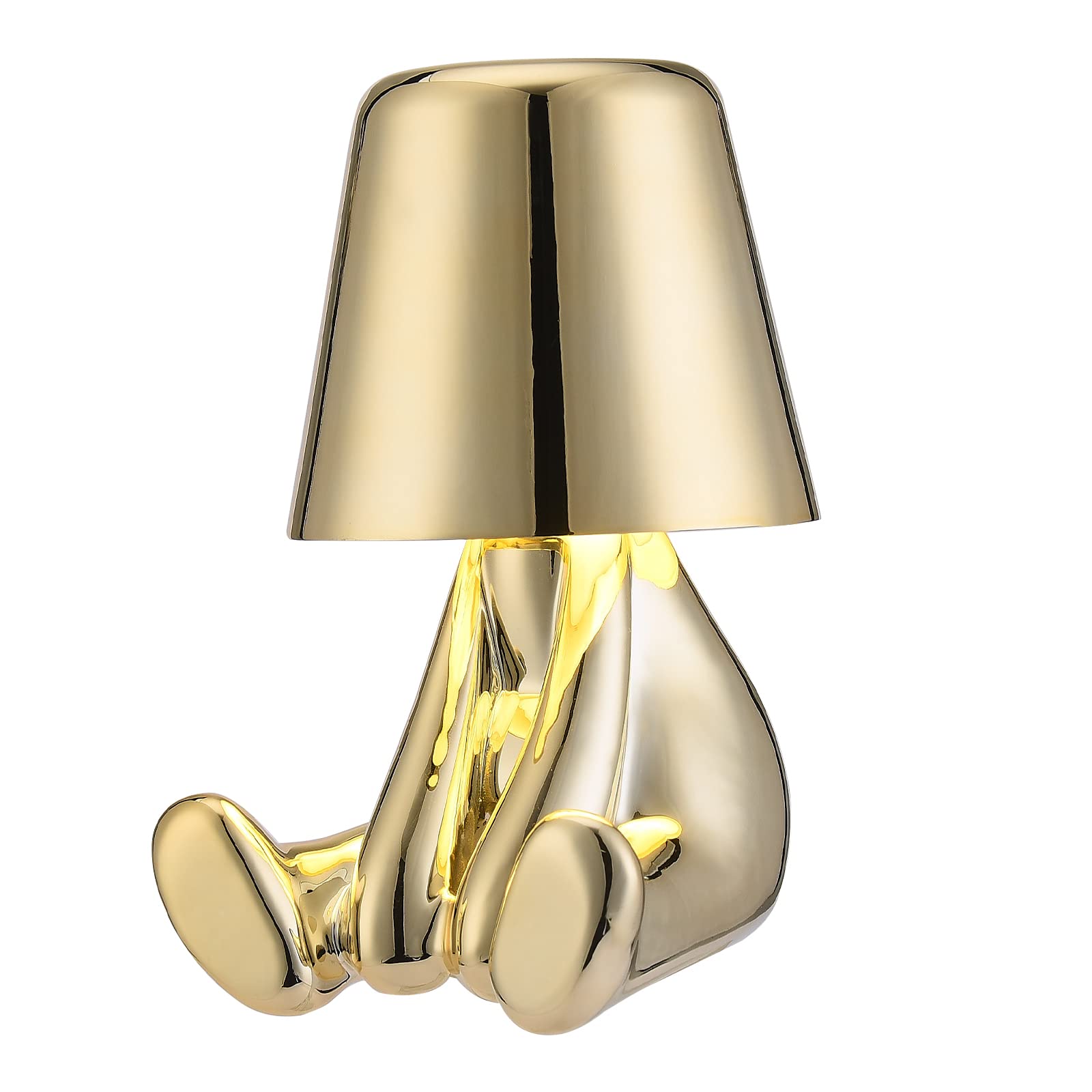 Gold Thinker Statue LED Table Lamp - 3-Way Dimmable USB Touch Control Desk Light for Bedroom, Office & Nightstand | Modern Decorative Lighting with Warm White Light for Reading, Working & Relaxation