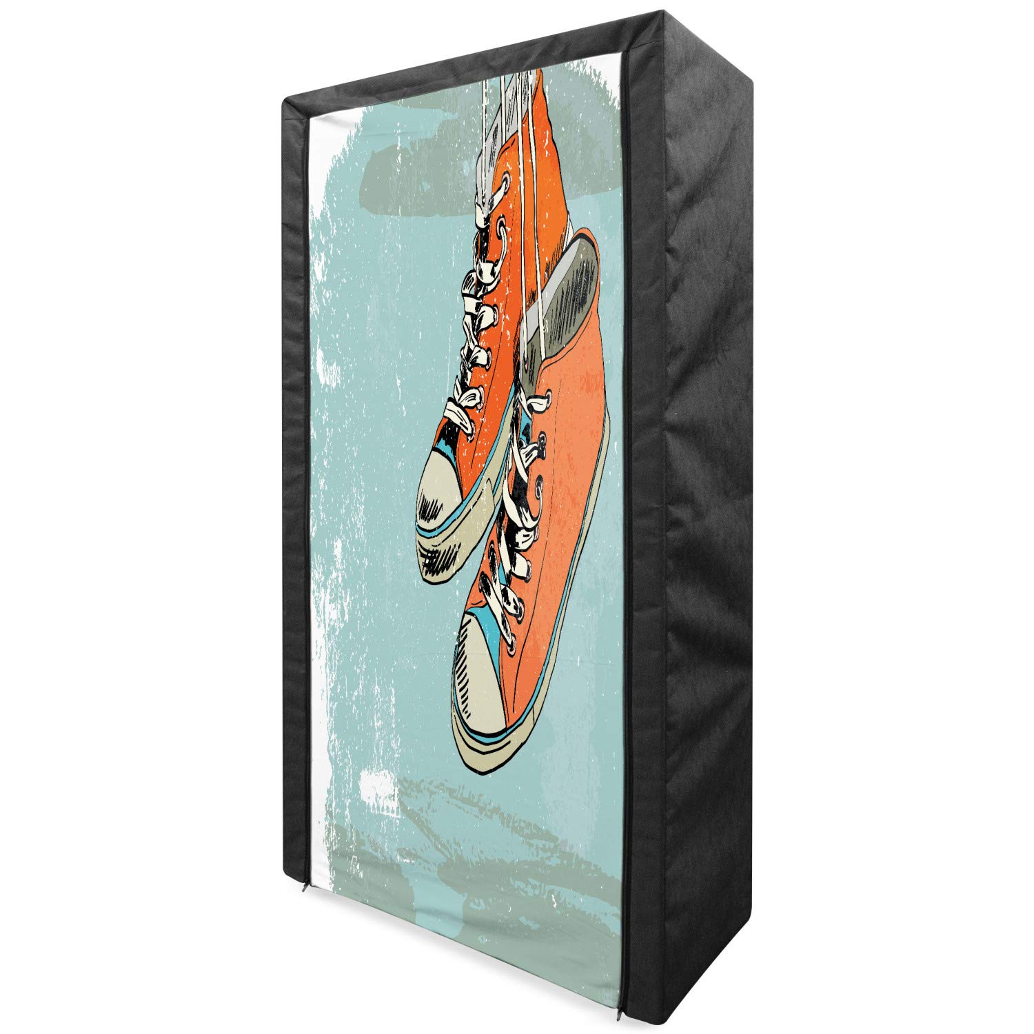Ambesonne Modern Portable Fabric Wardrobe & Clothing Organizer with Shelves, 33.5