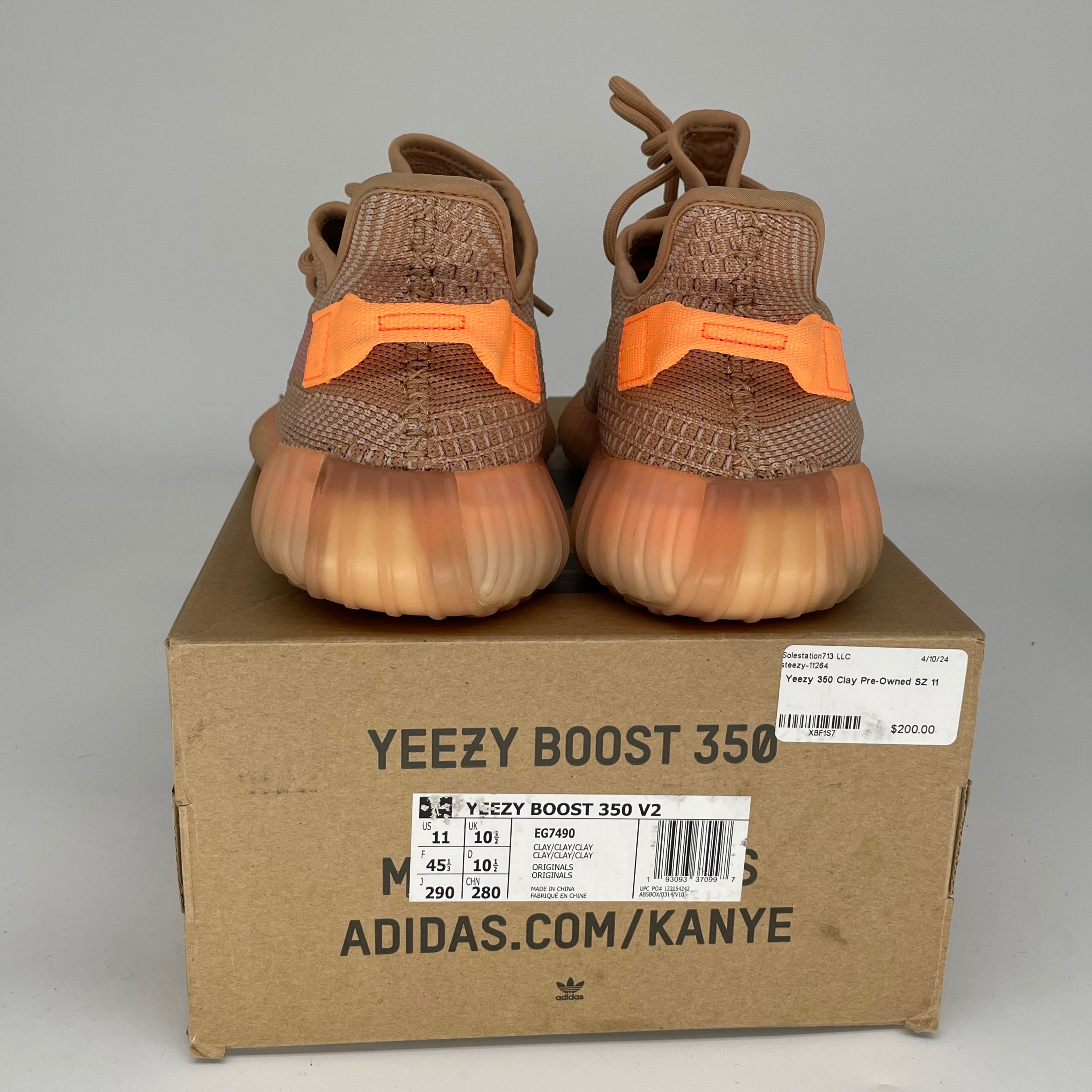 Adidas Yeezy Boost 350 V2 'Clay' Men's Running Shoes - Size 11 [EG7490] | Comfortable Sneakers for Gym, Jogging & Casual Wear