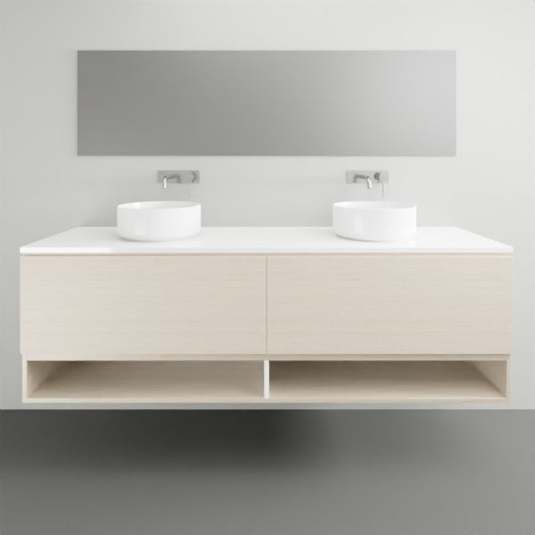 ADP Glacier Lite Shelf Slim Vanity with Solid Surface Top - Modern Bathroom Storage Solution for Small Spaces, Perfect for Makeup Organization and Bathroom Essentials