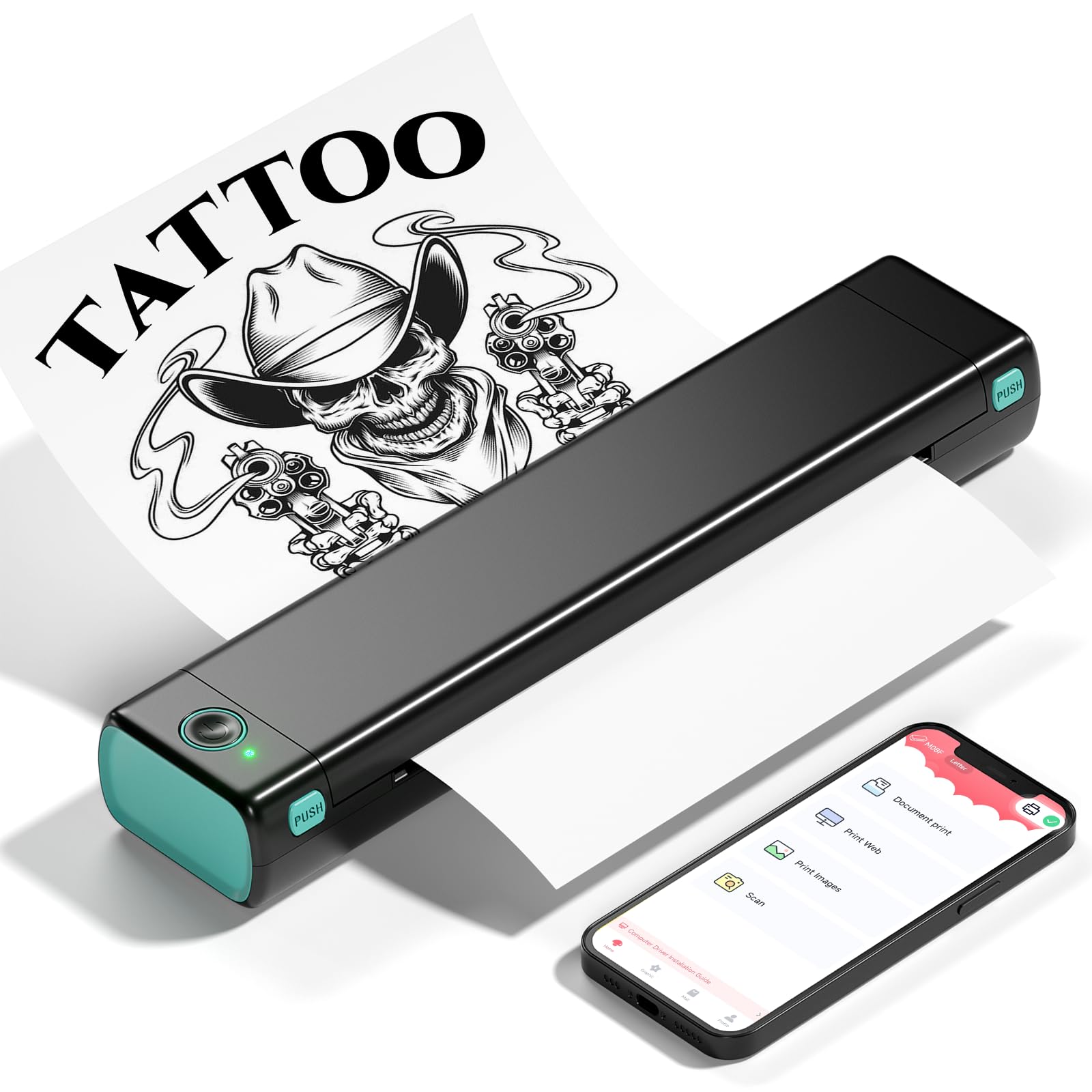Itari M08F Wireless Tattoo Stencil Printer - Bluetooth Thermal Transfer Machine for Tattoo Artists | Works with Tattoo Paper & Thermal Paper | Smartphone & PC Compatible | Perfect for Tattoo Studios & Home Use