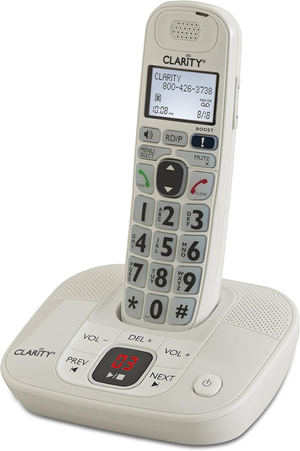 Clarity D712 DECT 6.0 Cordless Phone with Answering Machine - Big Button Amplified Landline Phone, 30dB Sound Boost & T-Coil Hearing Aid Compatible - Perfect for Seniors & Hearing Impaired at Home or Office