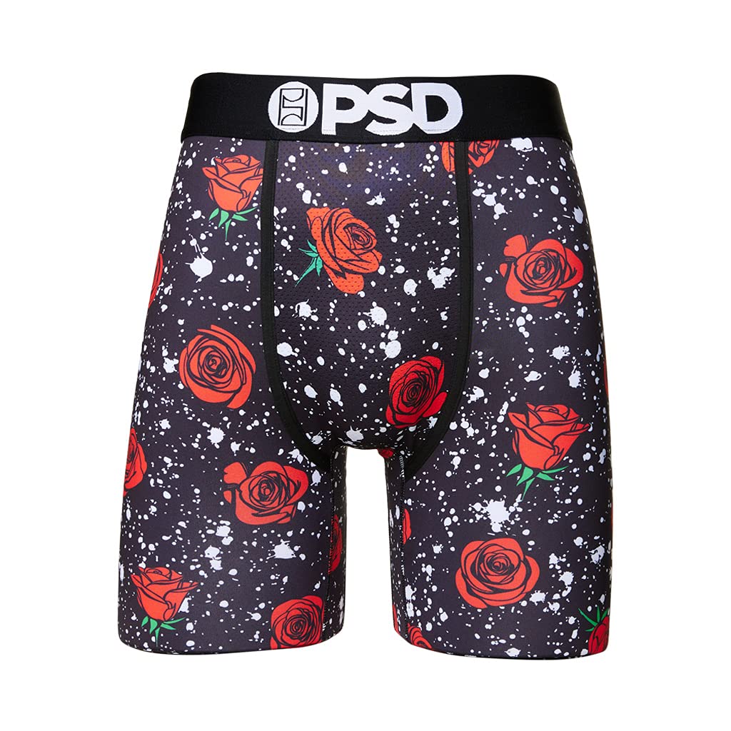 PSD Men's Boxer Briefs - Soft Cotton Underwear with Rose Splat Print (Multi, Size M/L) - Comfortable for Daily Wear, Gym & Sleep